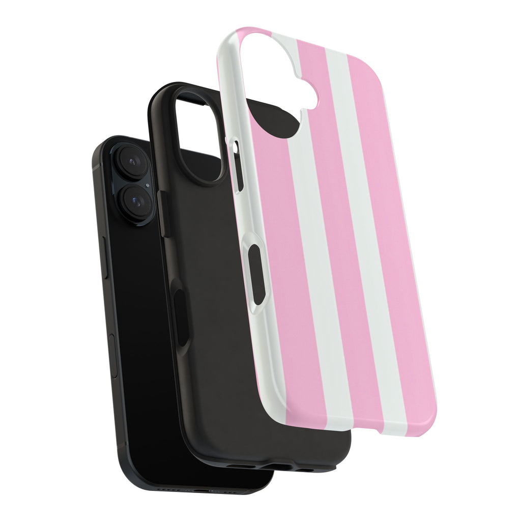 Pink & White Stripe Tough Phone Case — Protective Stripe iPhone Cover