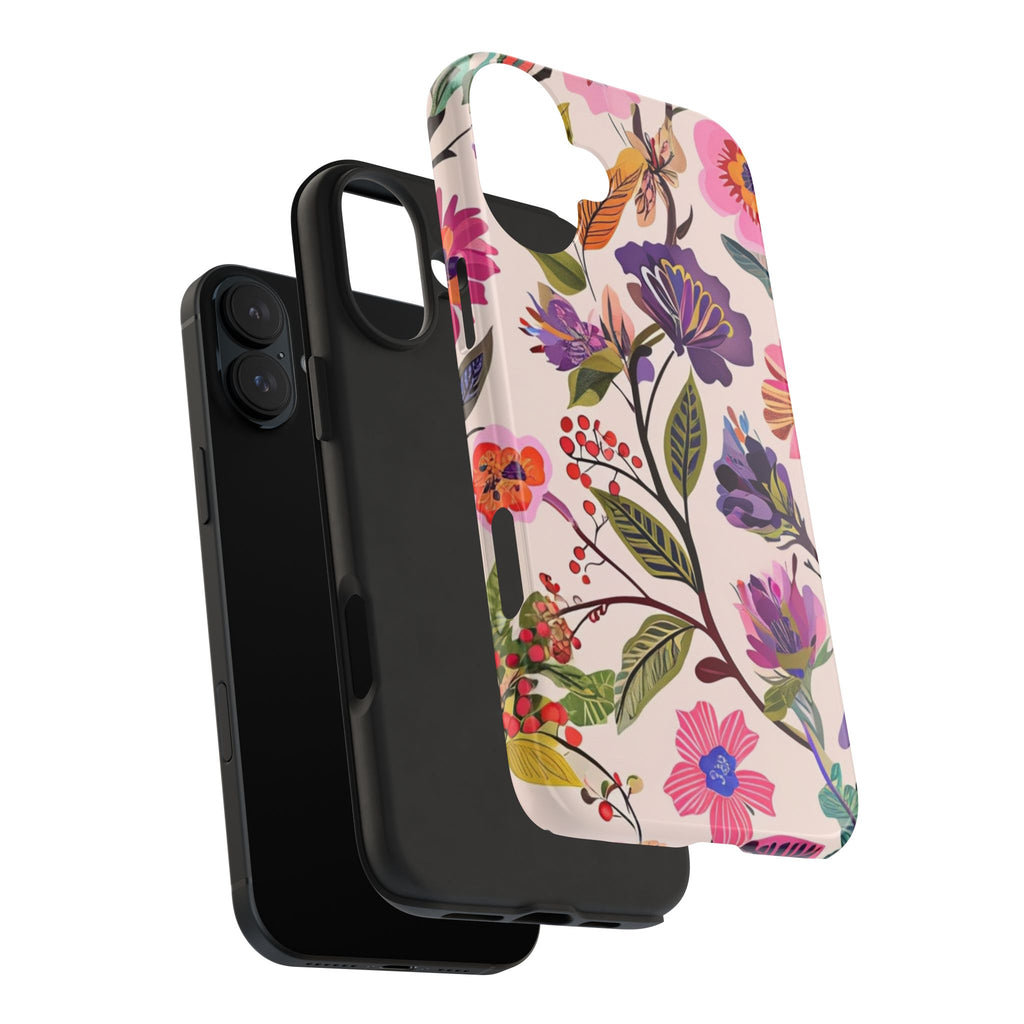 Floral Tough Phone Case – Colorful Botanical Flower Design