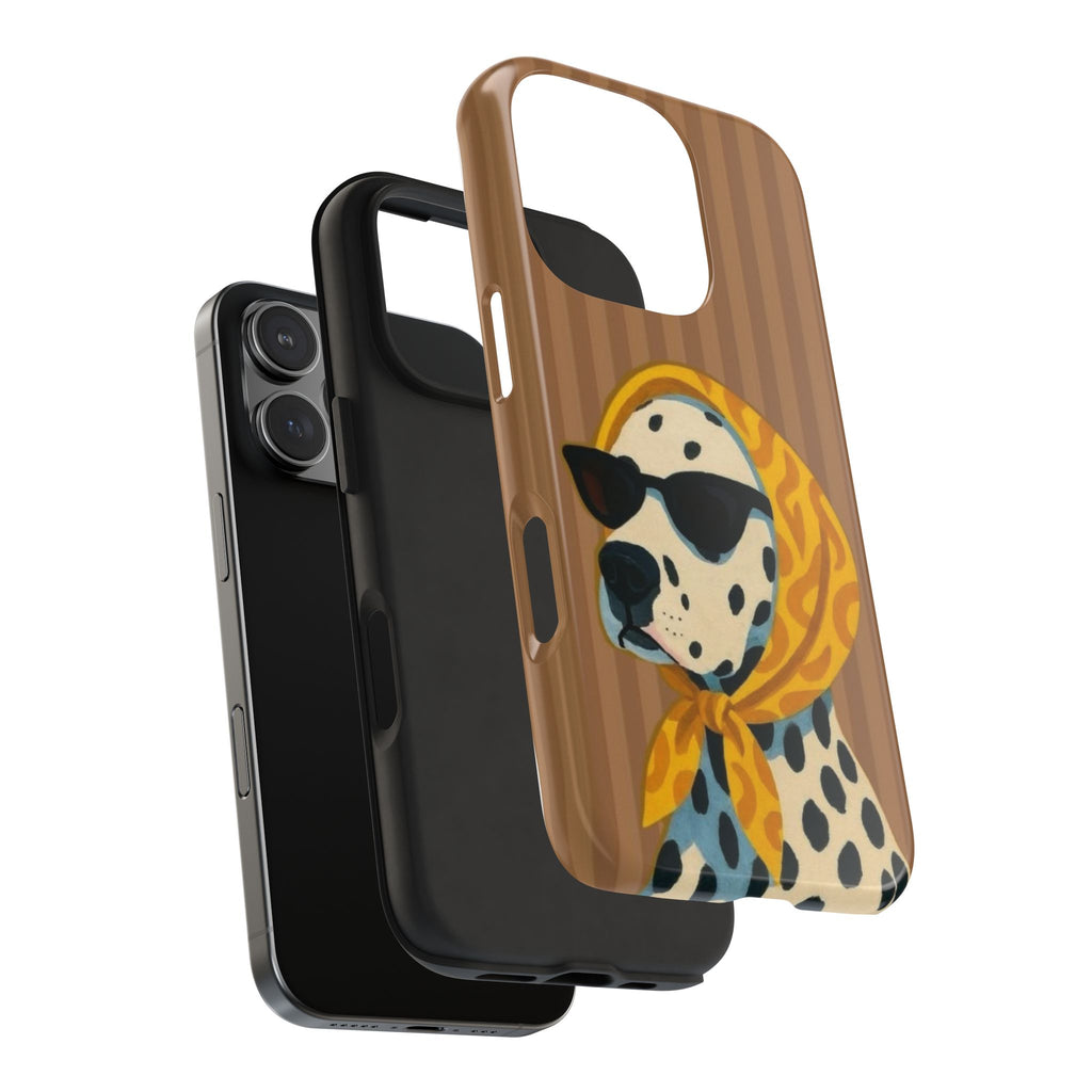 Dalmatian in Scarf Tough Phone Case — Retro Dog Print Protective Cover