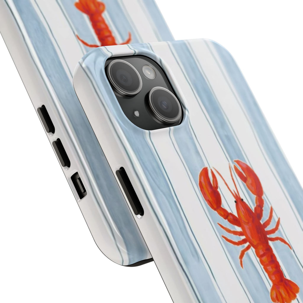 Lobster Stripe Tough Phone Case — Coastal Nautical Protective Cover