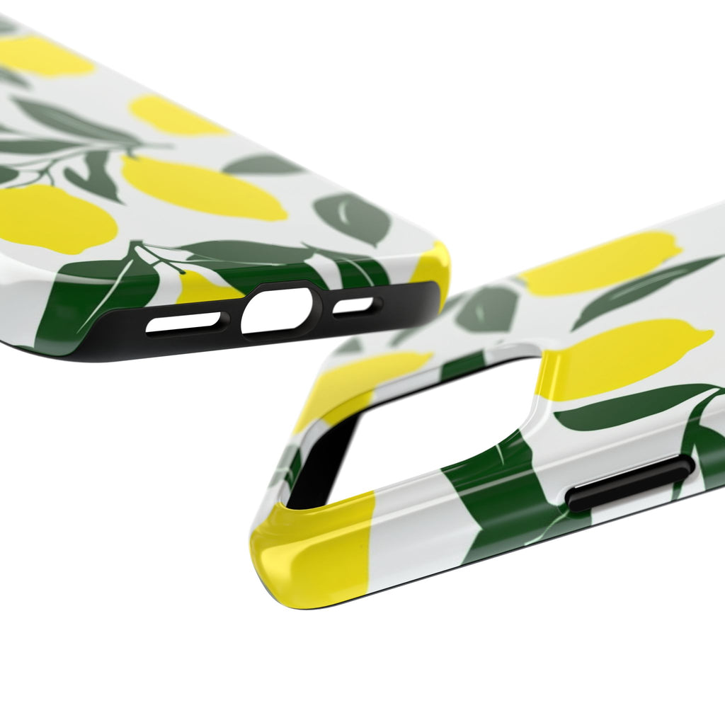 Lemon Pattern Tough Phone Case — Bright Citrus Protective Phone Cover