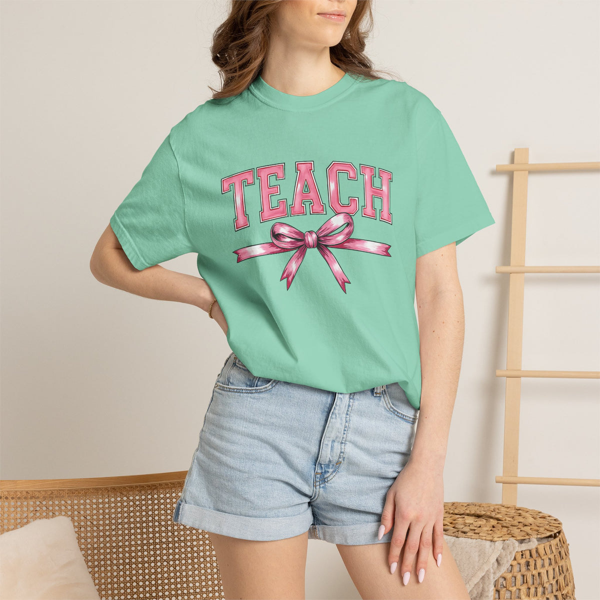 Teach Pink Bow Teacher T-Shirt