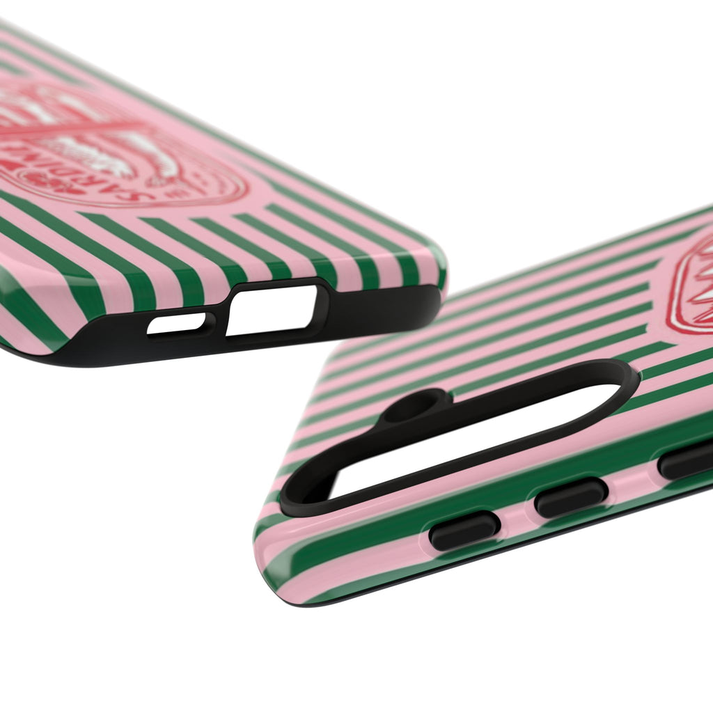 Sardine Stripe Phone Case — Retro Pink & Green Nautical Protection