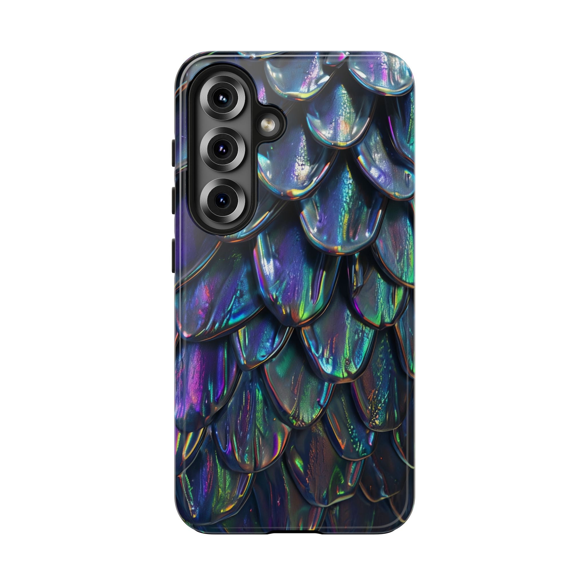 Holographic Mermaid Scale Tough Phone Case — Iridescent Protective Phone Cover