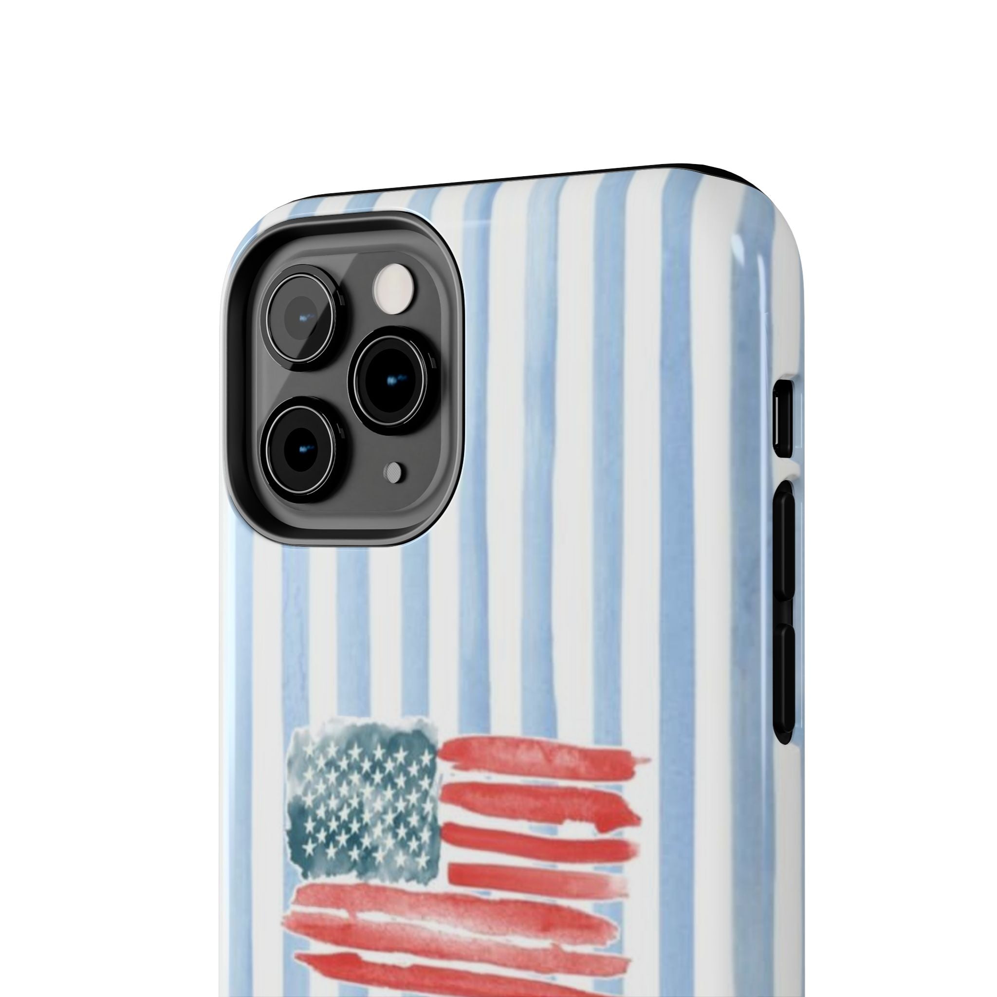 American Flag Watercolor Tough Phone Case — Blue Striped Patriotic Phone Case