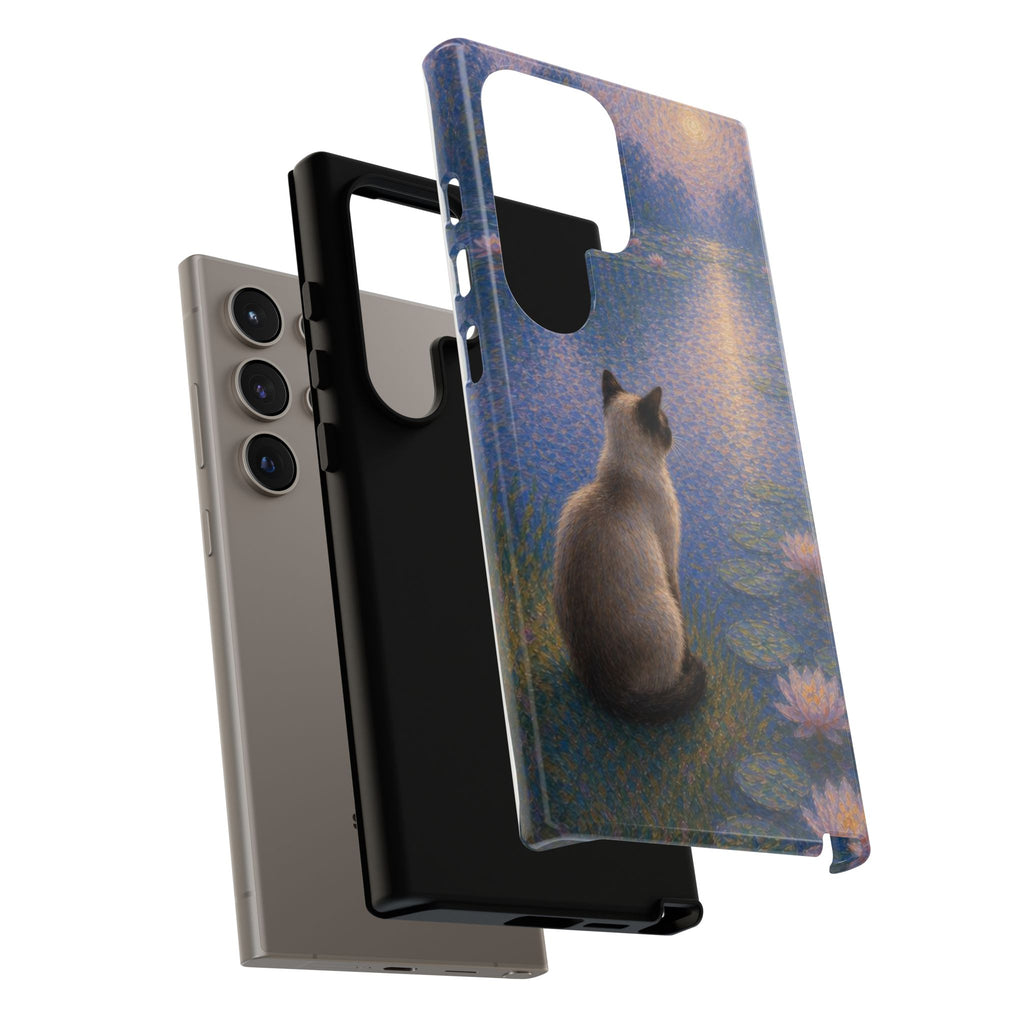Cat Moonlight Phone Case — Serene Siamese by Lily Pond