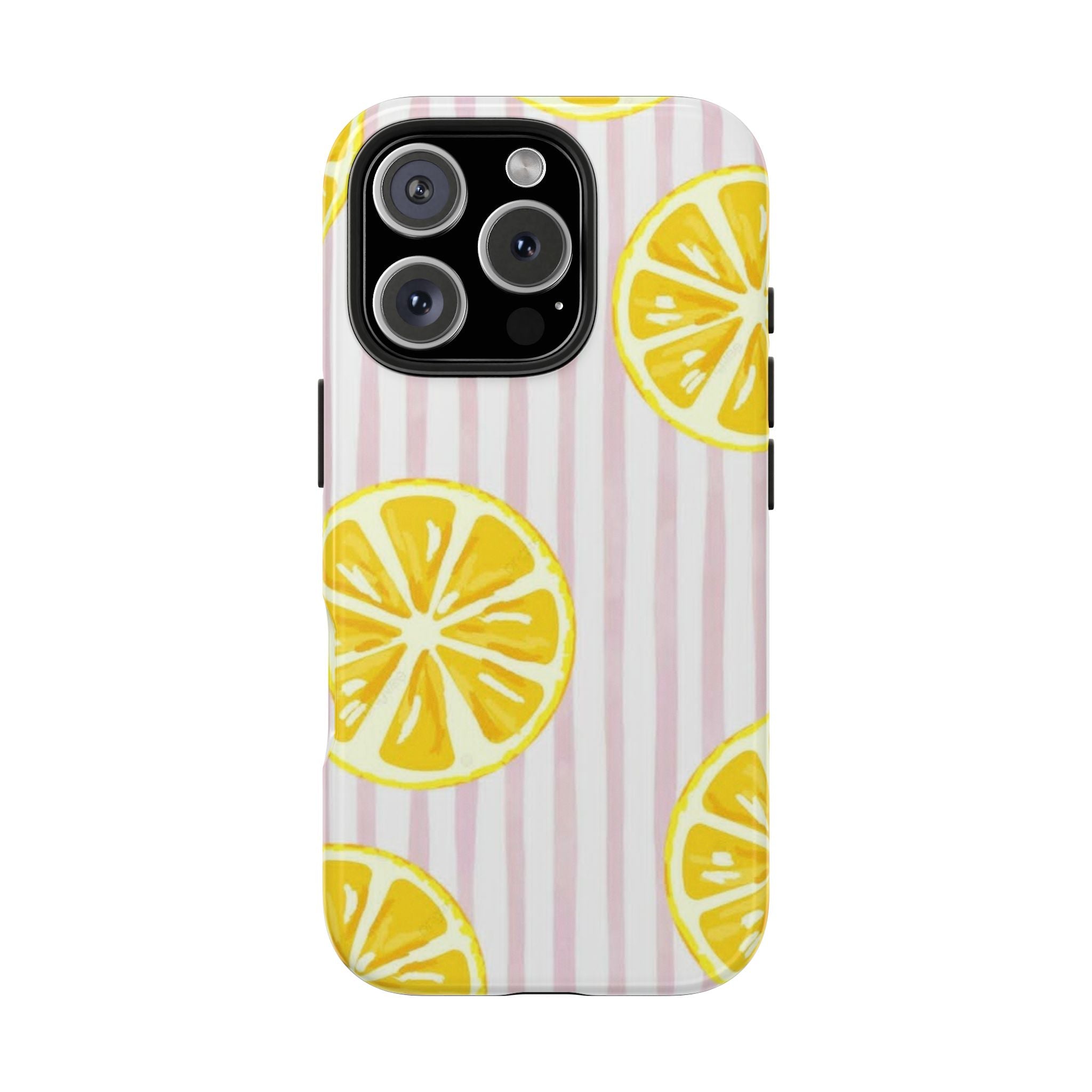 Lemon Slice Tough Phone Case — Pink Stripe Summer Protective Cover
