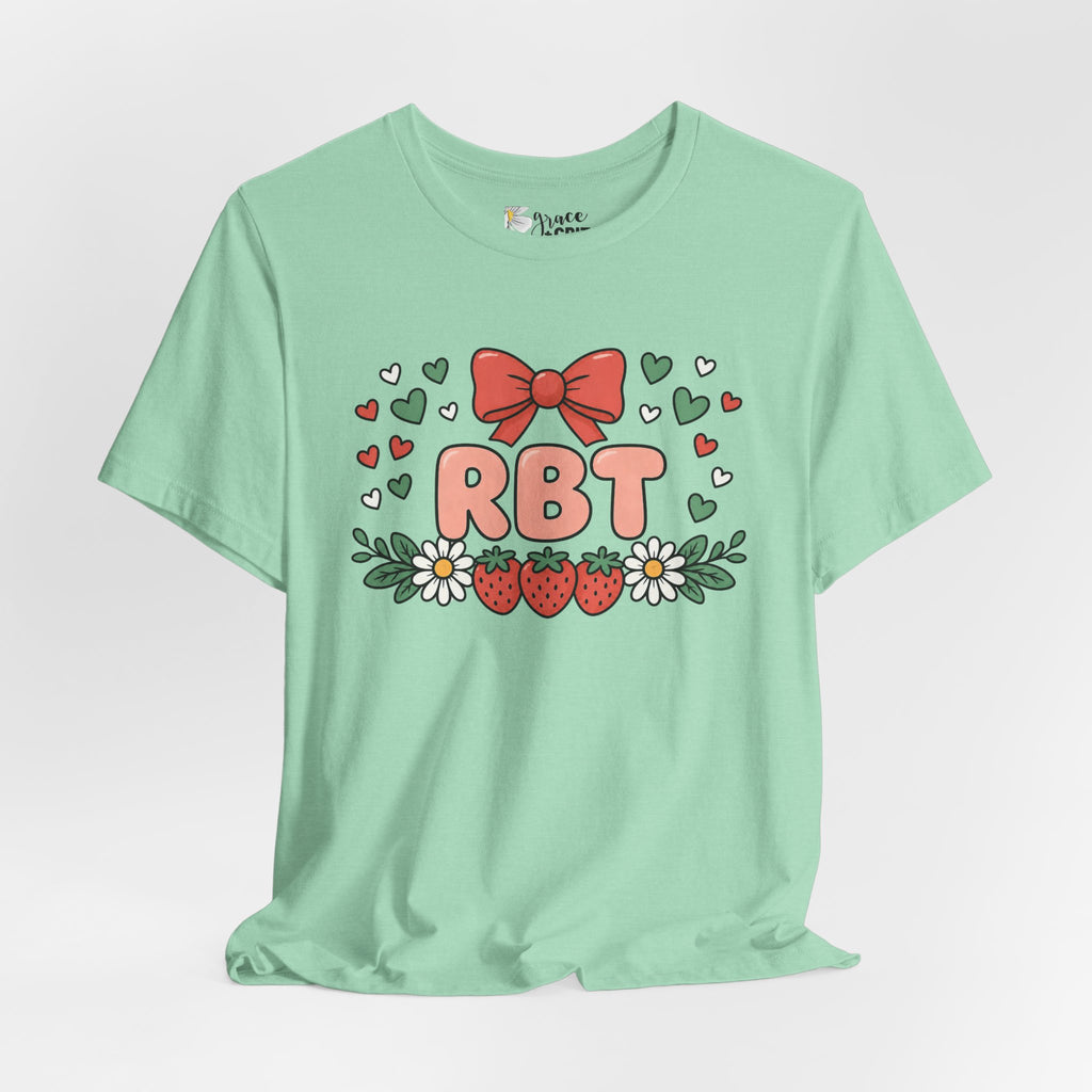 Strawberry Bow RBT Tee — Cute Floral Graphic T-Shirt