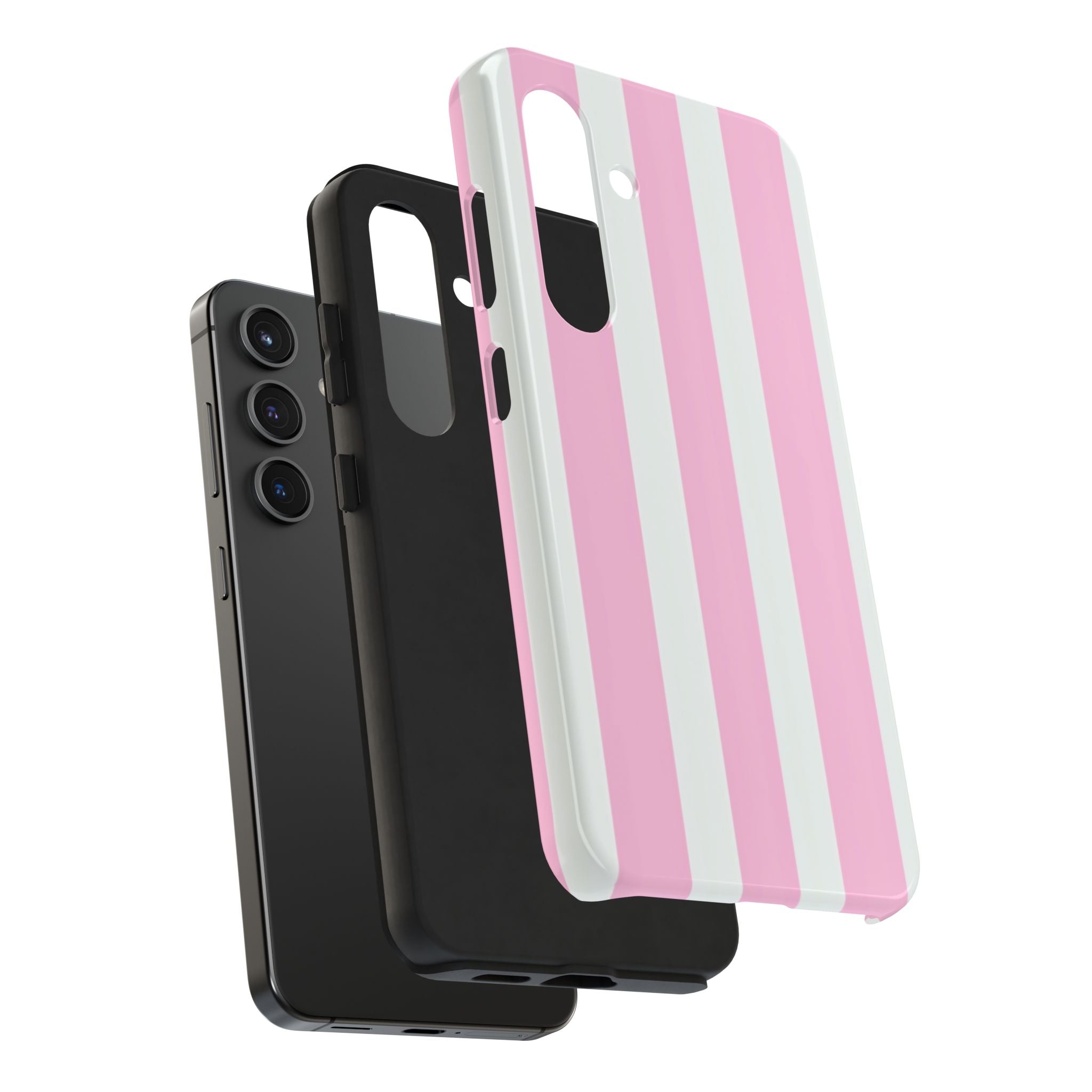 Pink & White Stripe Tough Phone Case — Protective Stripe iPhone Cover