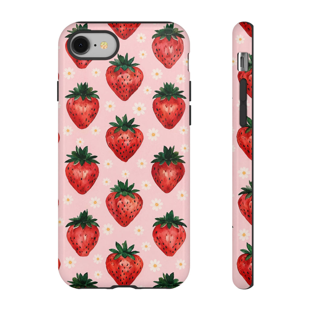 Strawberry Pattern Tough Case — Cute Pink Fruit Phone Case