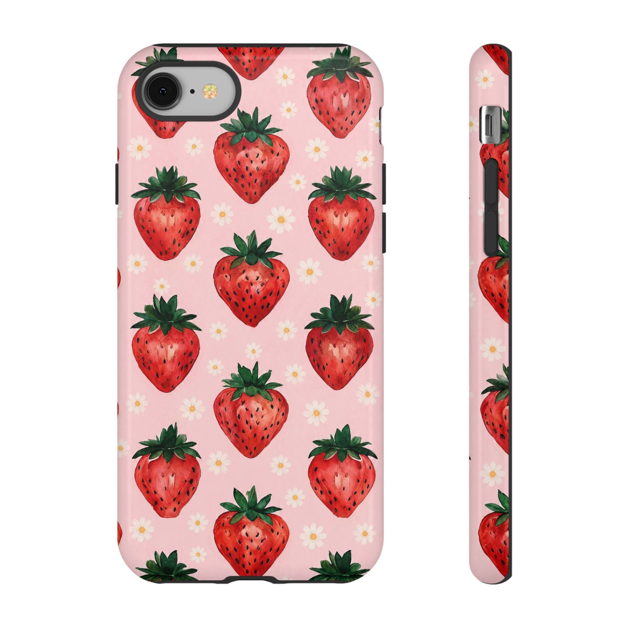 Strawberry Pattern Tough Case — Cute Pink Fruit Phone Case