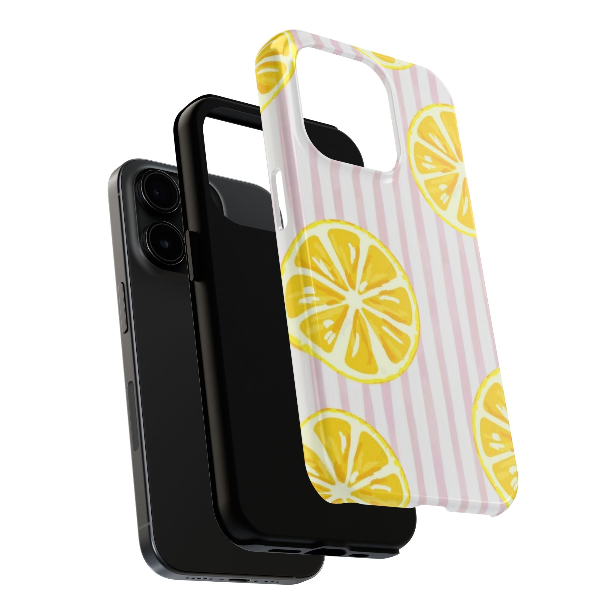 Lemon Slice Tough Phone Case — Pink Stripe Summer Protective Cover