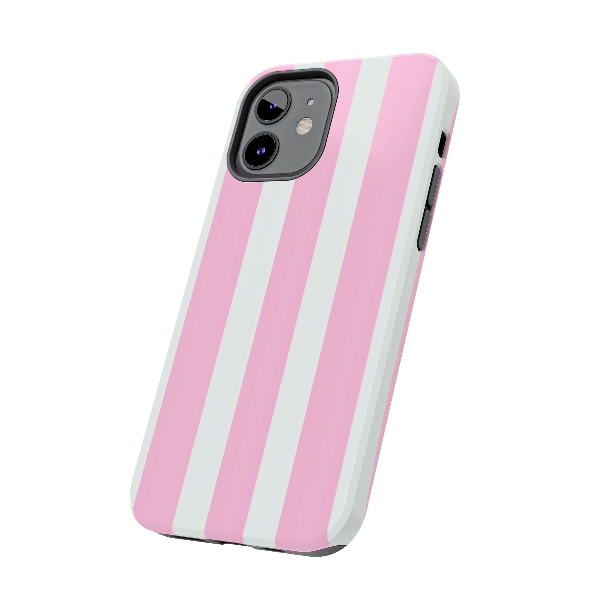Pink & White Stripe Tough Phone Case — Protective Stripe iPhone Cover