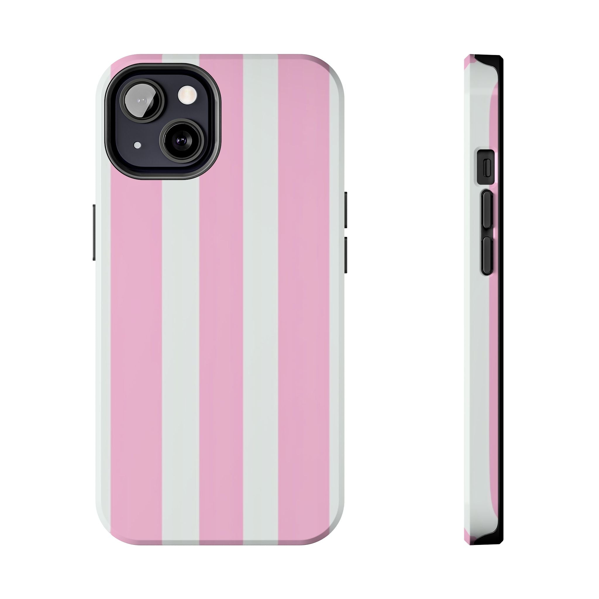 Pink & White Stripe Tough Phone Case — Protective Stripe iPhone Cover