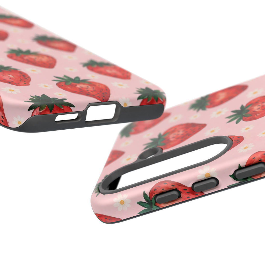 Strawberry Pattern Tough Case — Cute Pink Fruit Phone Case