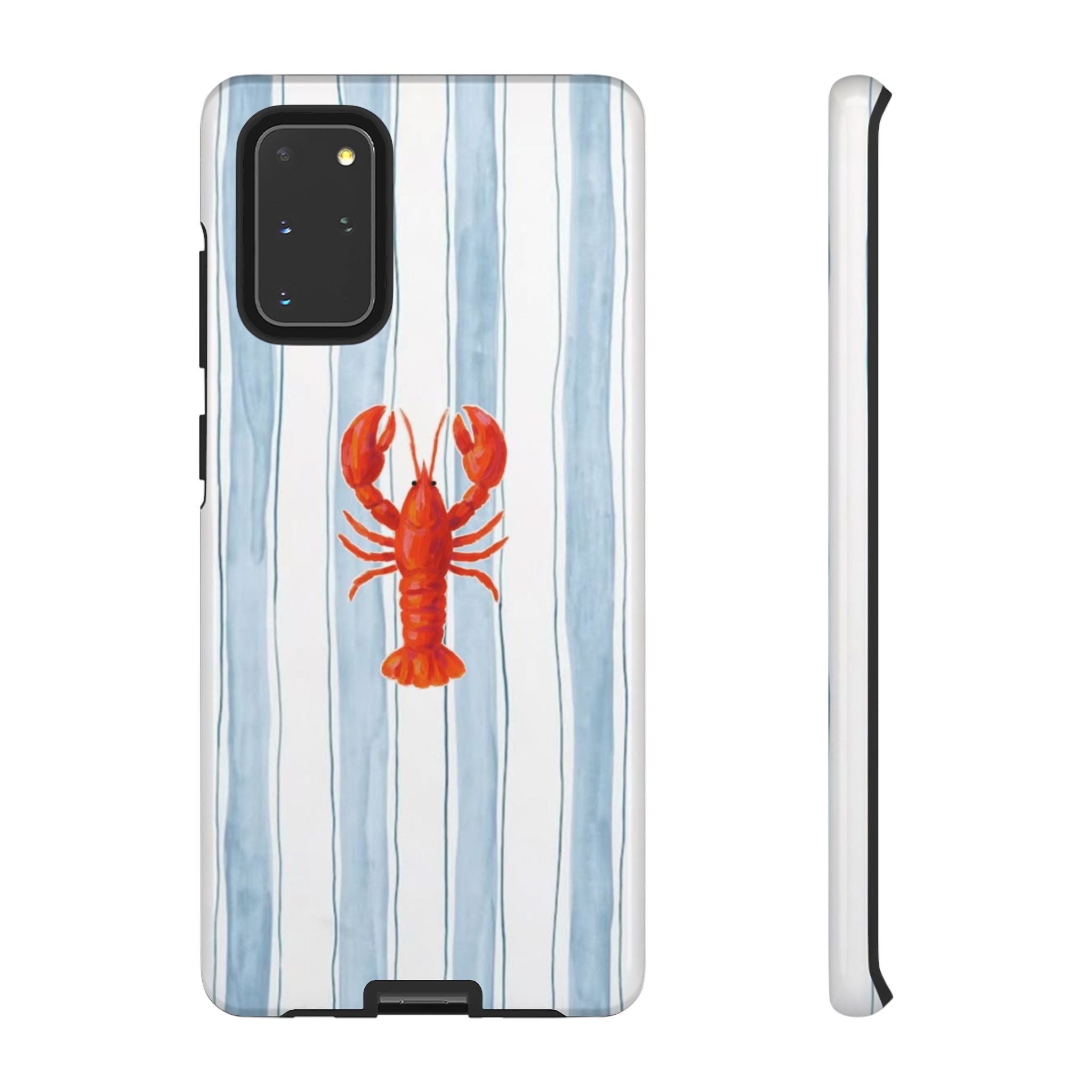 Lobster Stripe Phone Case — Nautical Blue & White Protective Cover