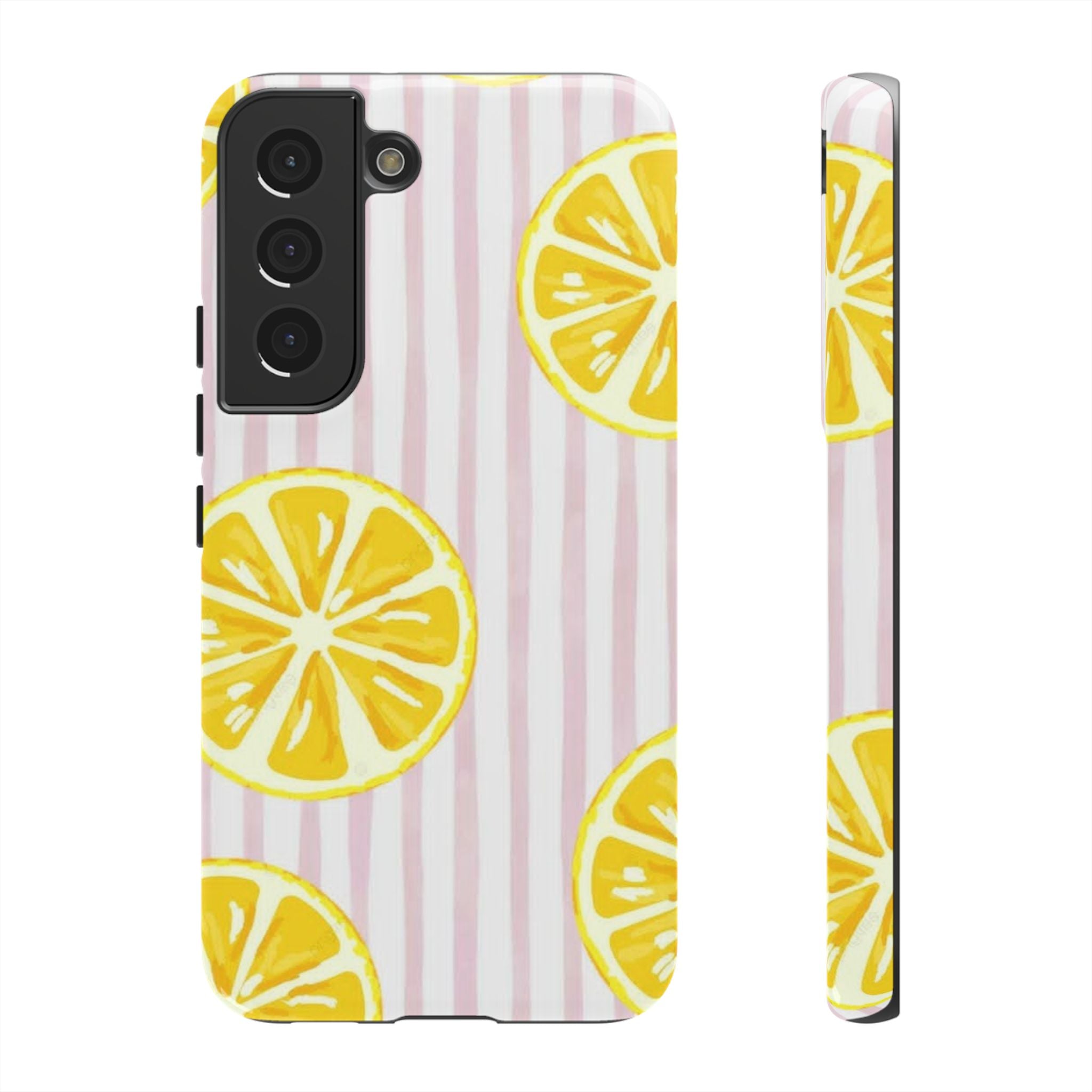Lemon Slices Tough Case — Cute Pink Stripe Phone Cover