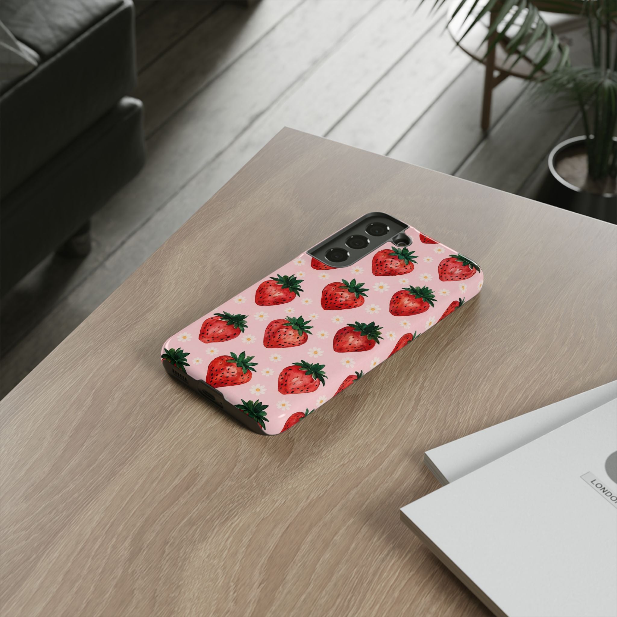 Strawberry Pattern Tough Case — Cute Pink Fruit Phone Case