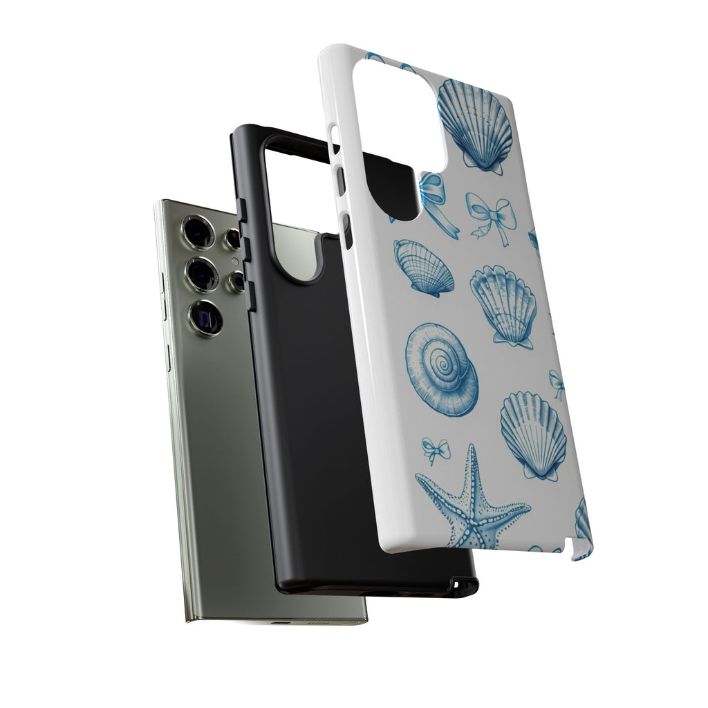 Seaside Shells Phone Case — Blue Nautical Shell & Starfish Pattern