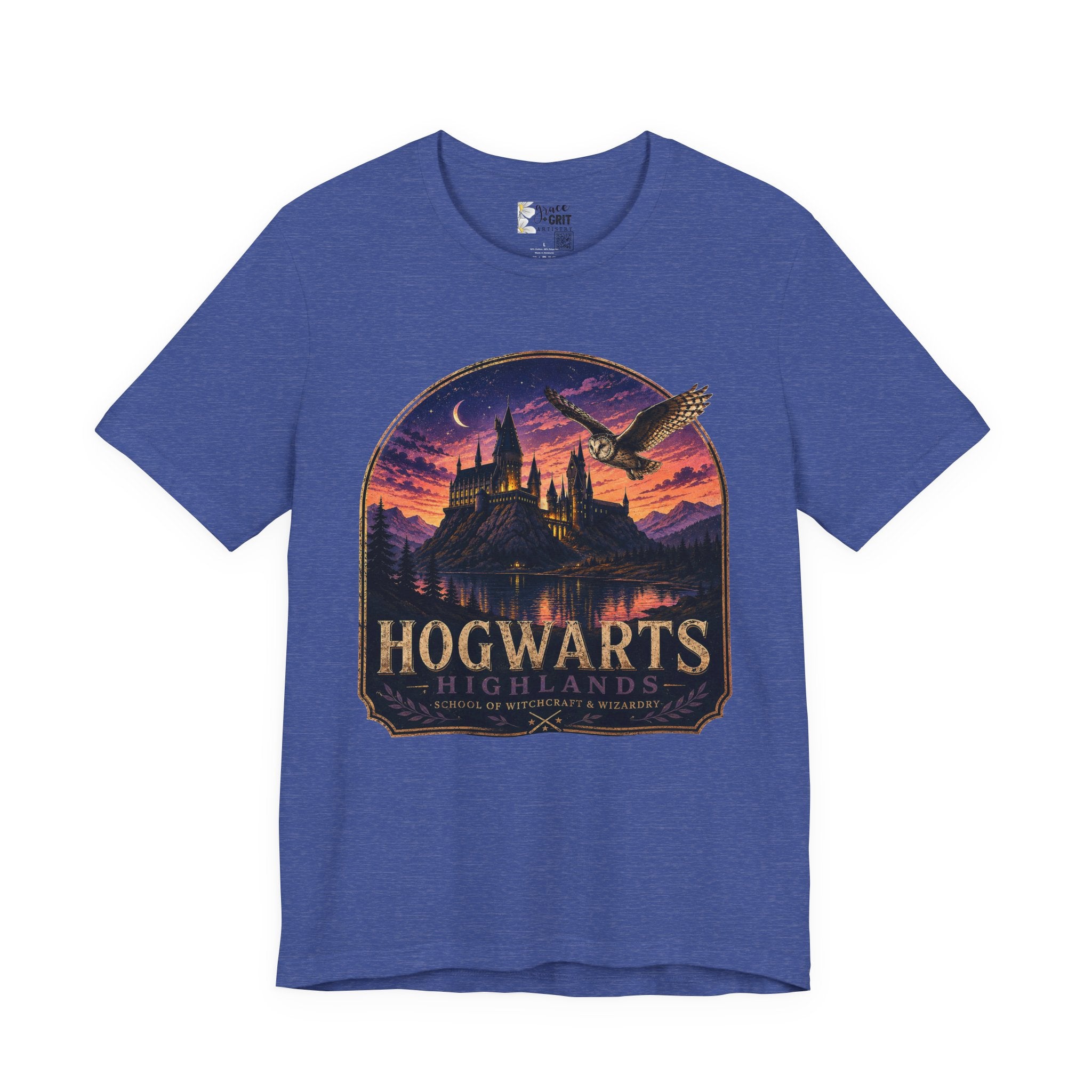 Hogwarts Highlands Graphic Tee — Sunset Castle Illustration T‑Shirt
