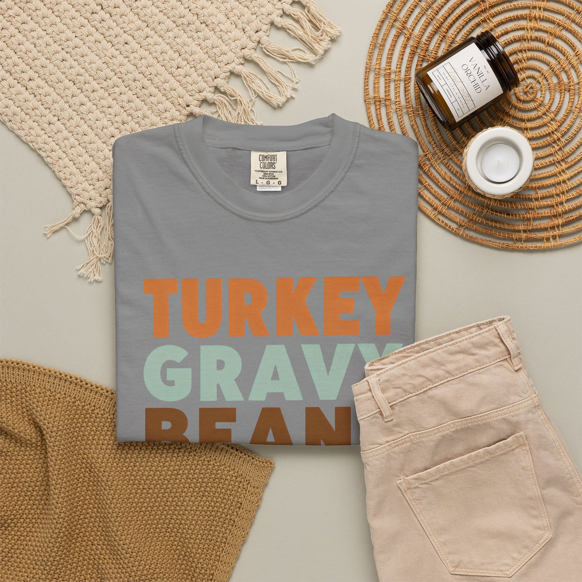 Turkey Gravy Beans and Rolls Casserole Thanksgiving T-Shirt