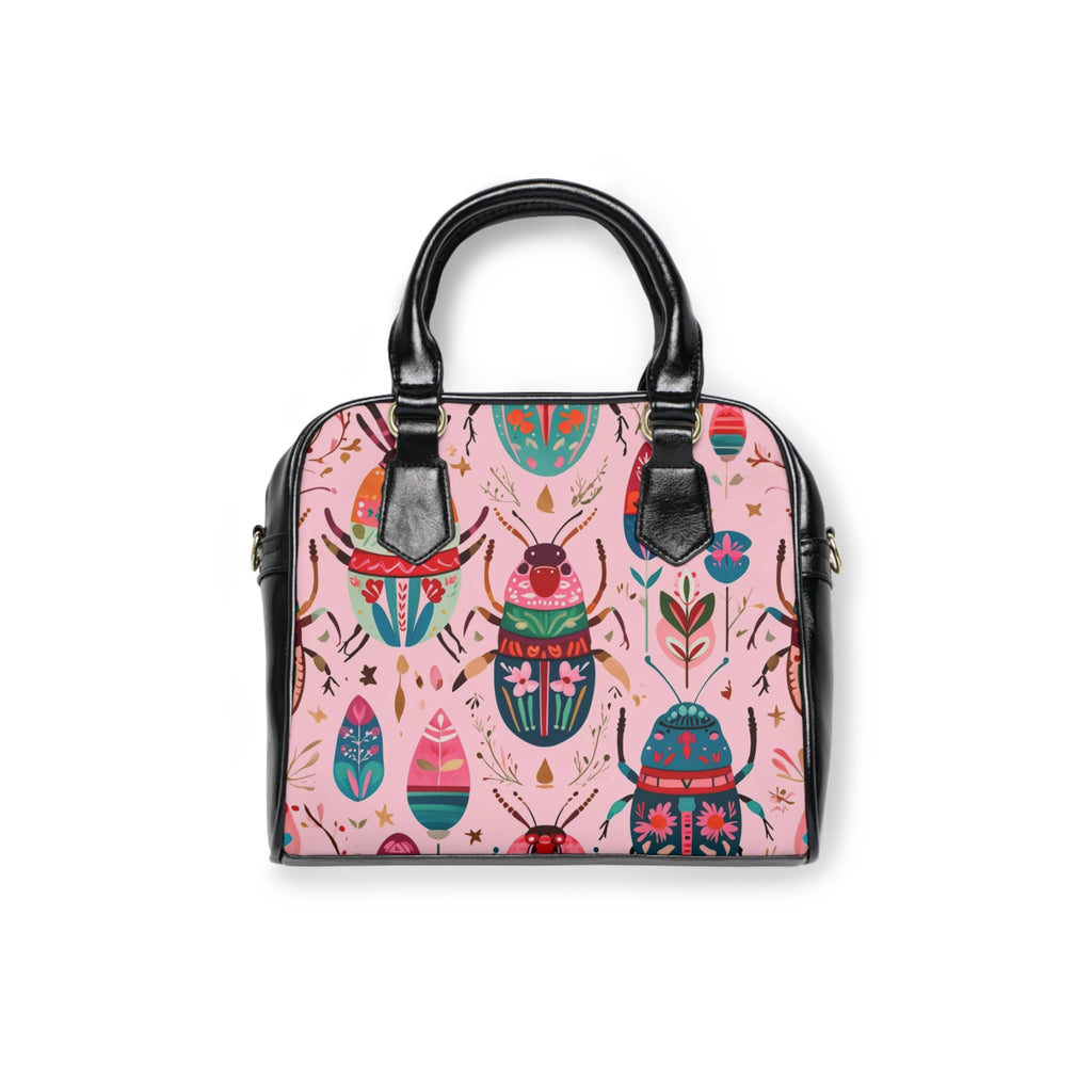 Egyptian Scarab & Botanical Shoulder Handbag