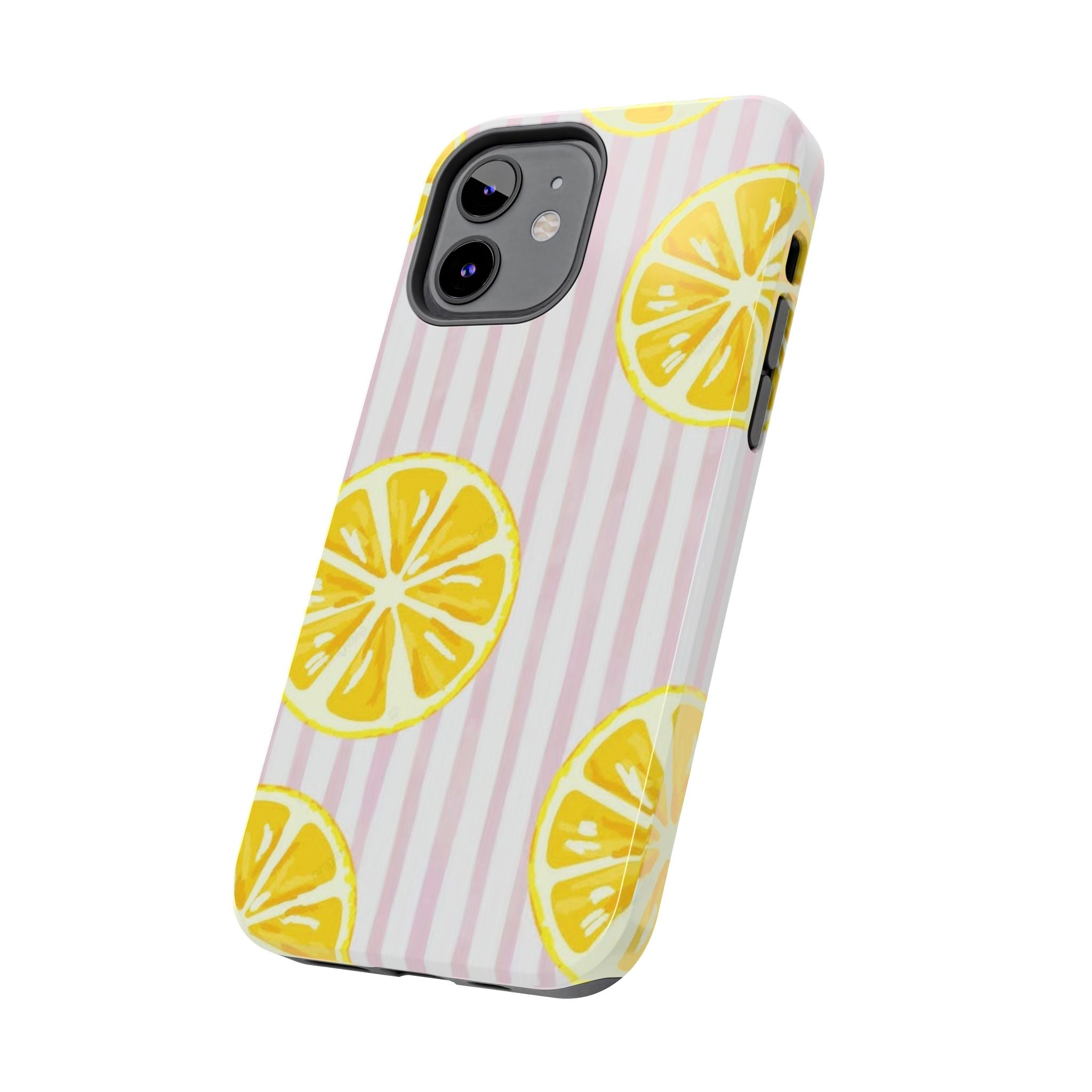 Lemon Slice Tough Phone Case — Pink Stripe Summer Protective Cover
