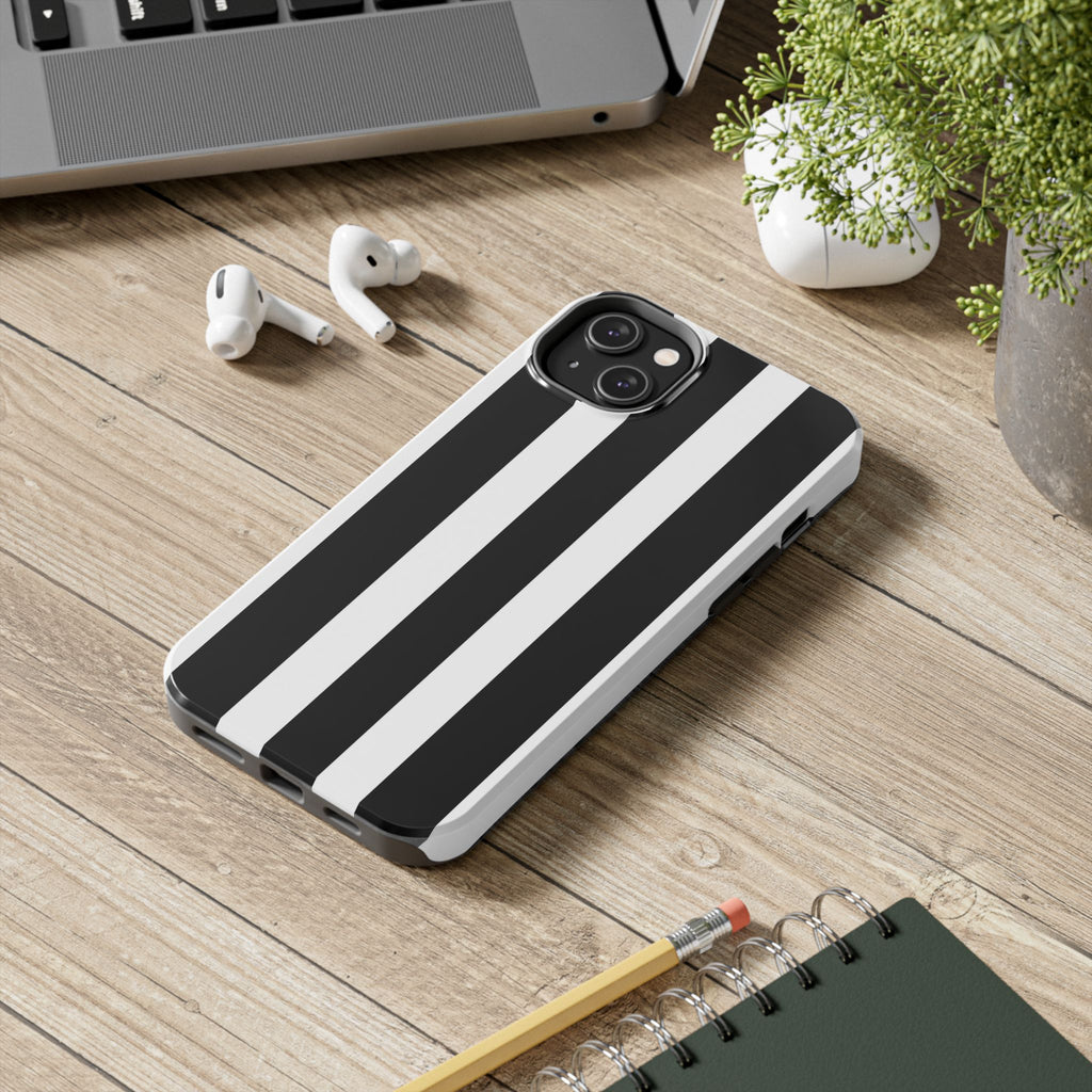 Black & White Bold Stripe Phone Case — Tough Protective Cover