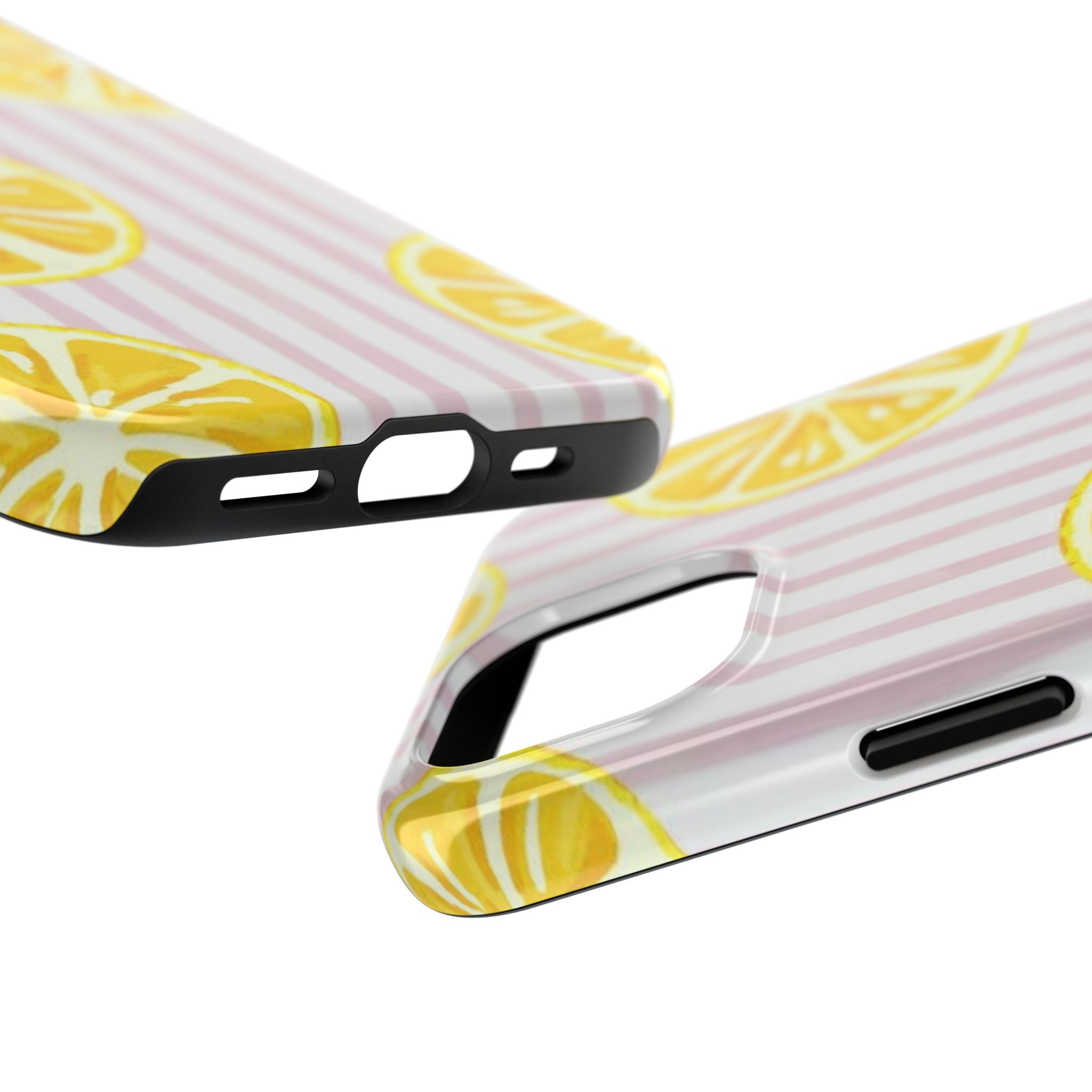 Lemon Slice Tough Phone Case — Pink Stripe Summer Protective Cover