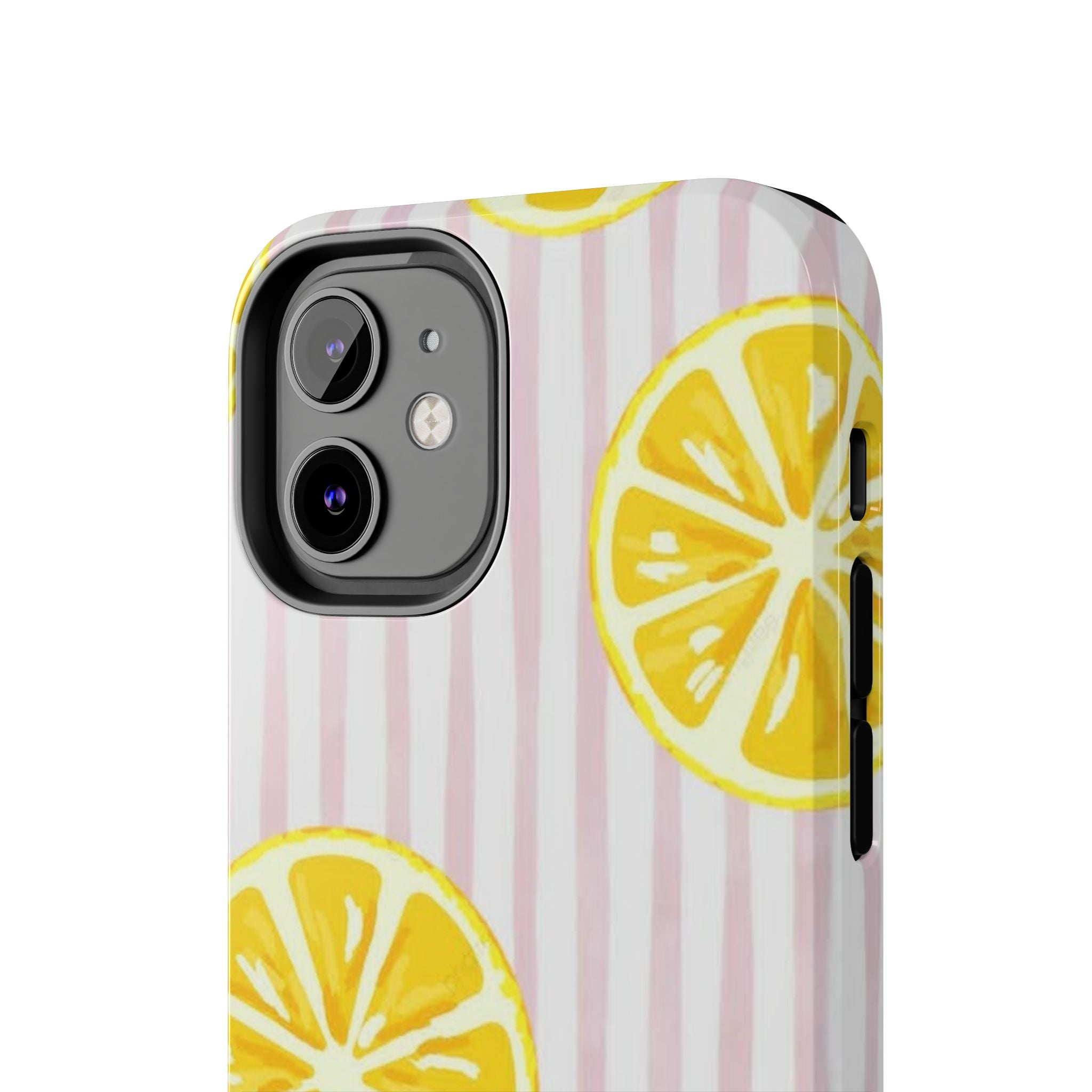 Lemon Slice Tough Phone Case — Pink Stripe Summer Protective Cover