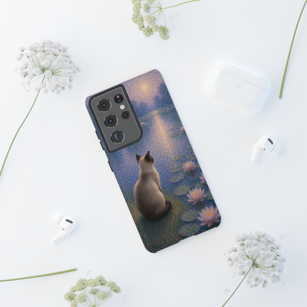 Cat Moonlight Phone Case — Serene Siamese by Lily Pond