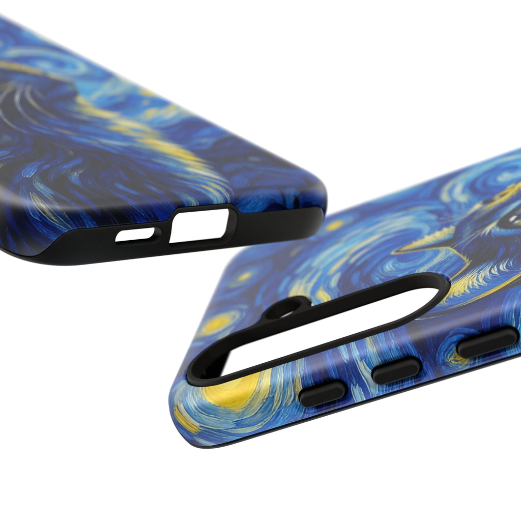 Starry Night Cat Phone Case — Van GoghStyle Blue Galaxy iPhone Cover