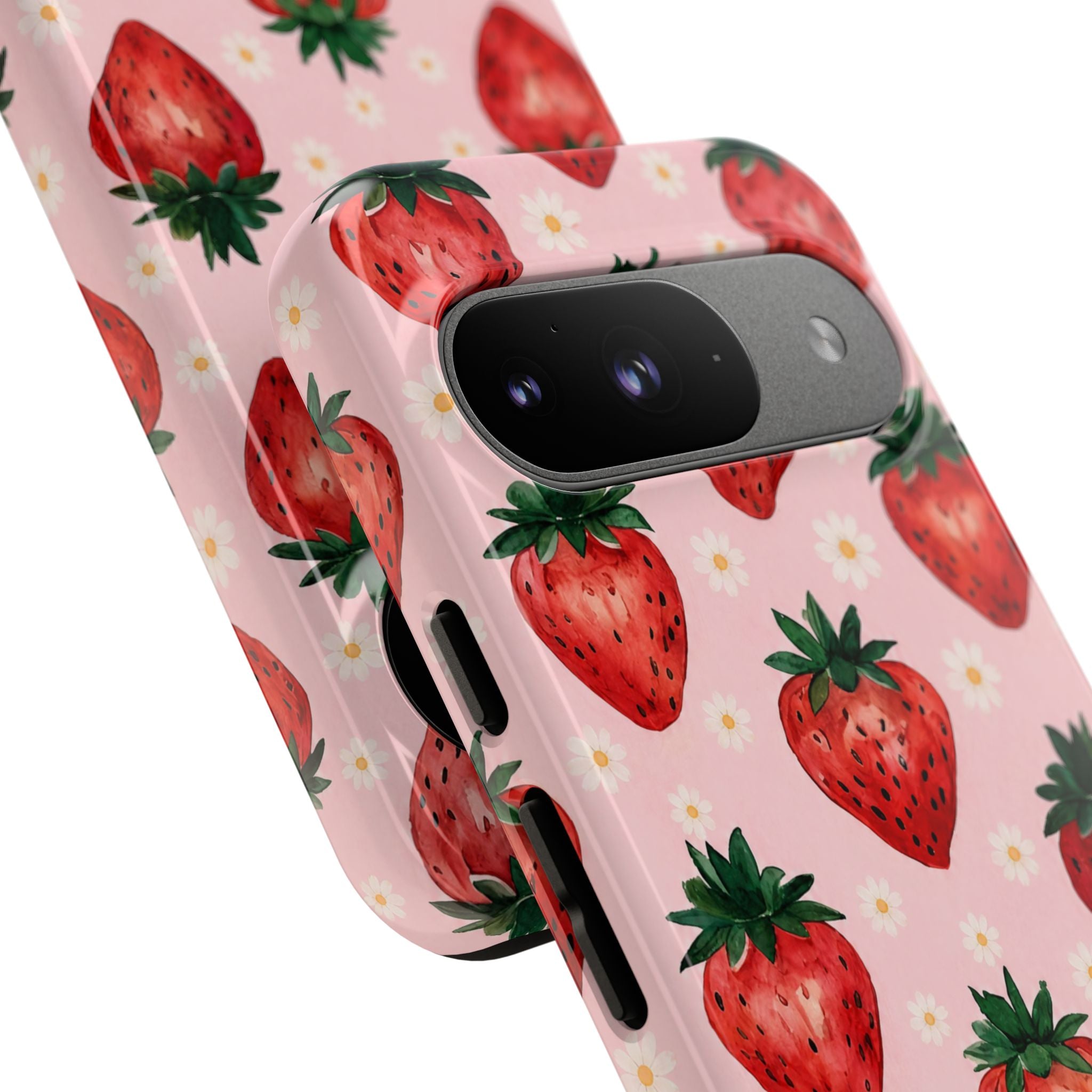 Strawberry Pattern Tough Case — Cute Pink Fruit Phone Case