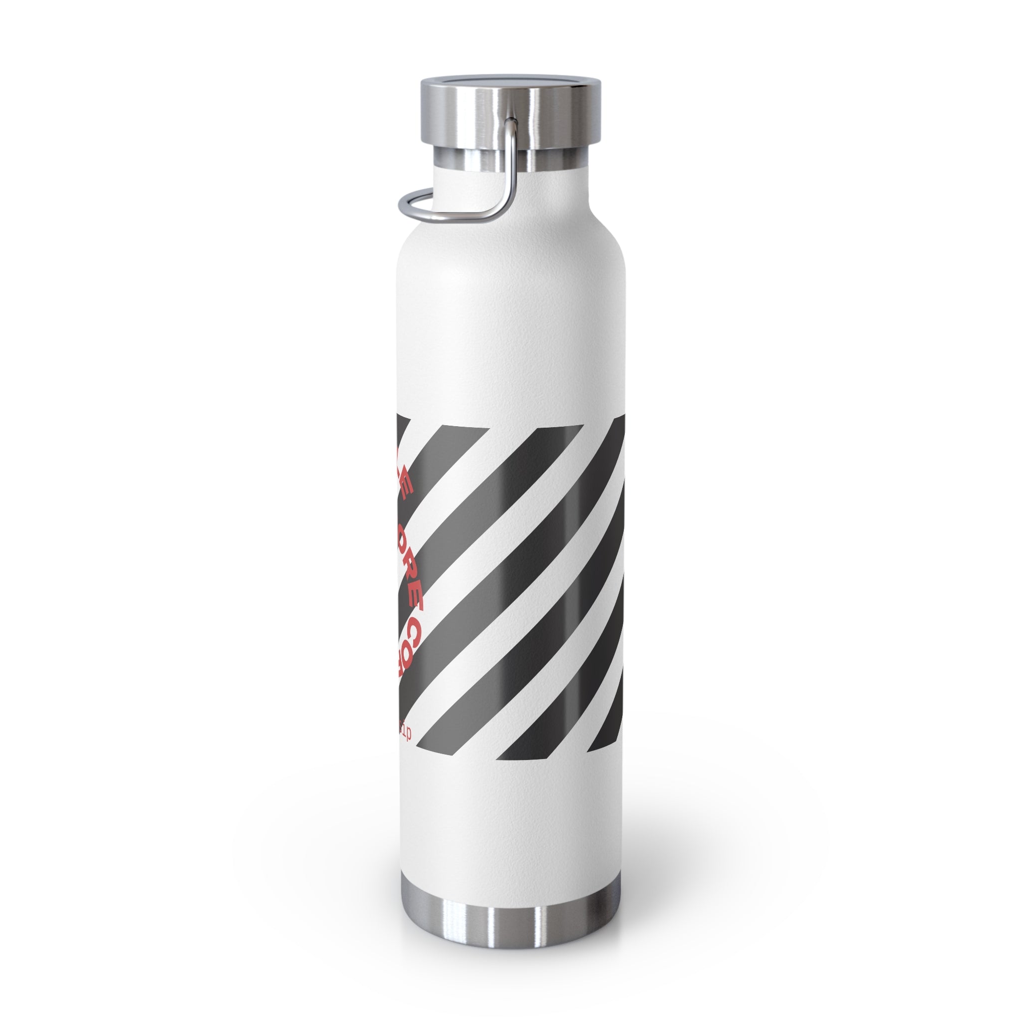 22oz Vacuum Water Bottle — Striped ‘Coffee, Hustle, More’ Insulated Stainless Flask