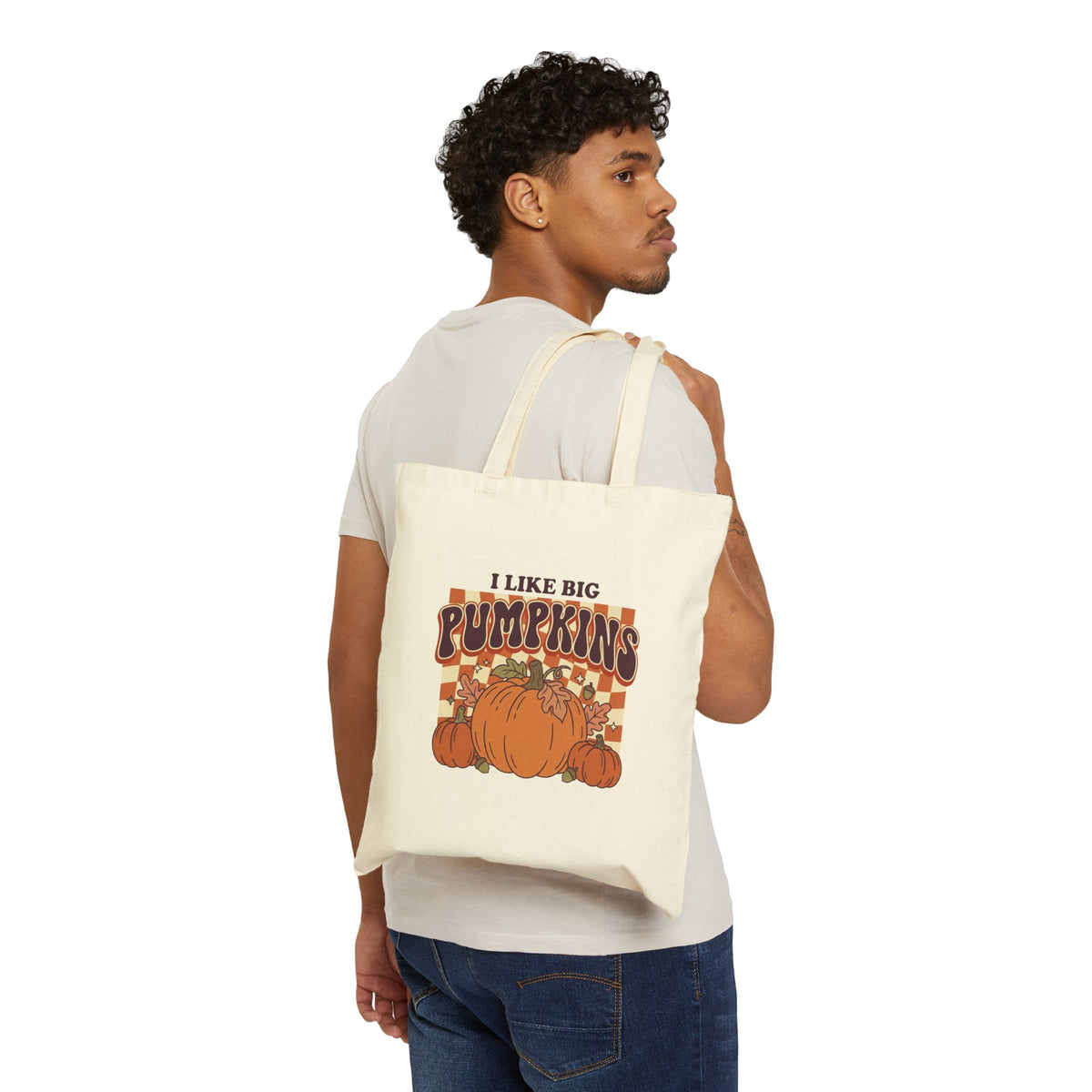 I Like Big Pumpkins Fall Canvas Tote Bag