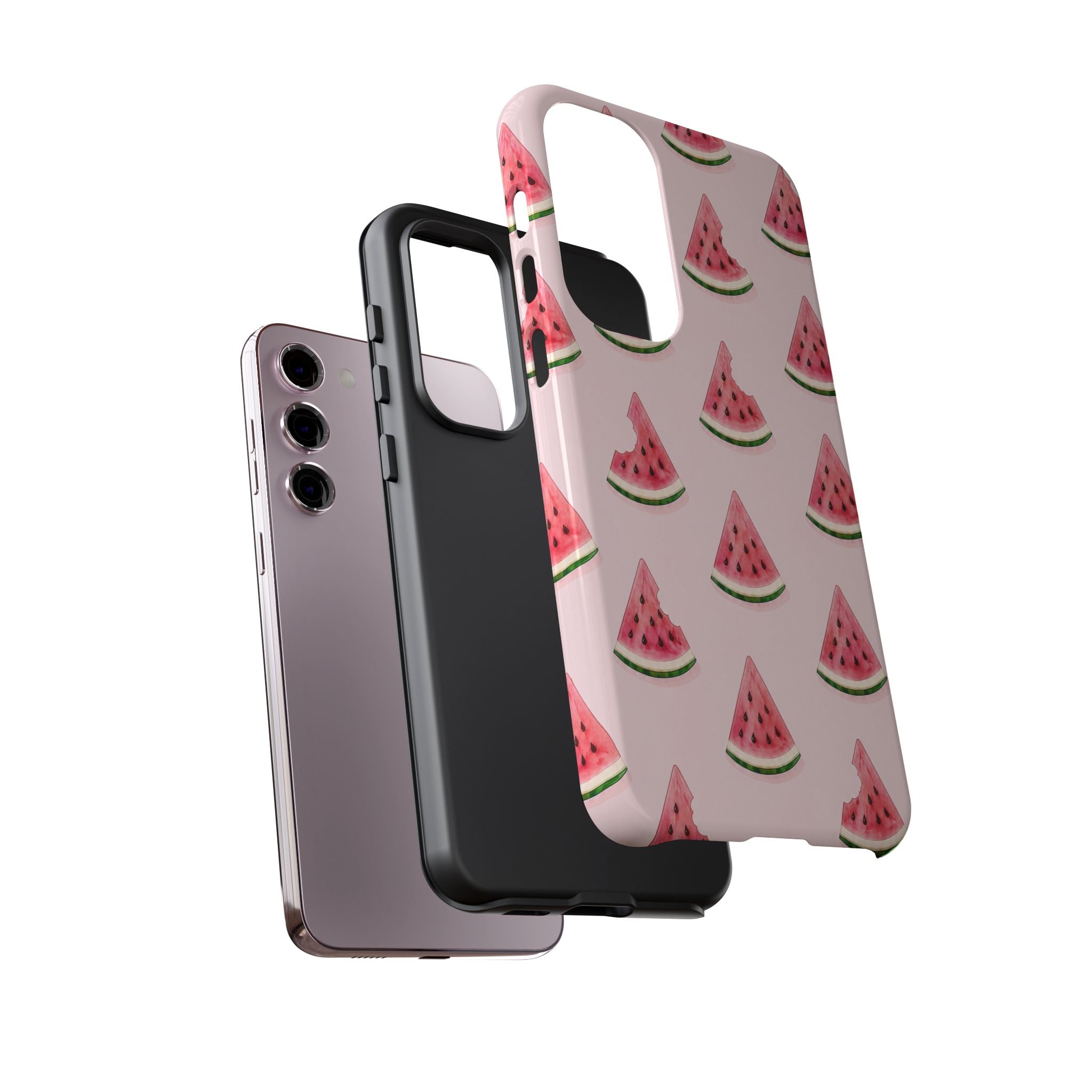 Watermelon Pattern Tough Phone Case — Pink Fruit Slice Protective Case