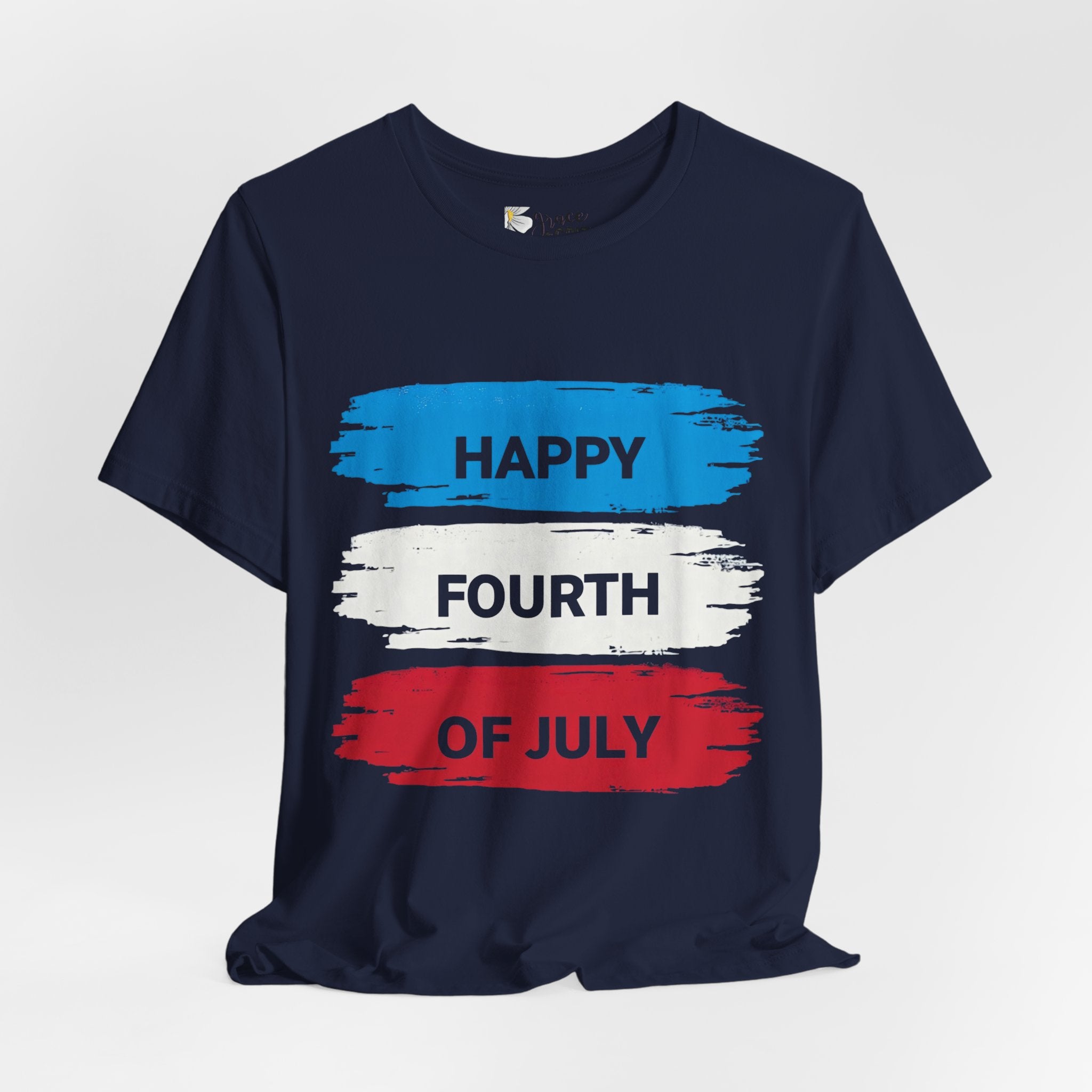 Fourth of July Brushstroke Tee — "Happy Fourth of July" Patriotic T‑Shirt