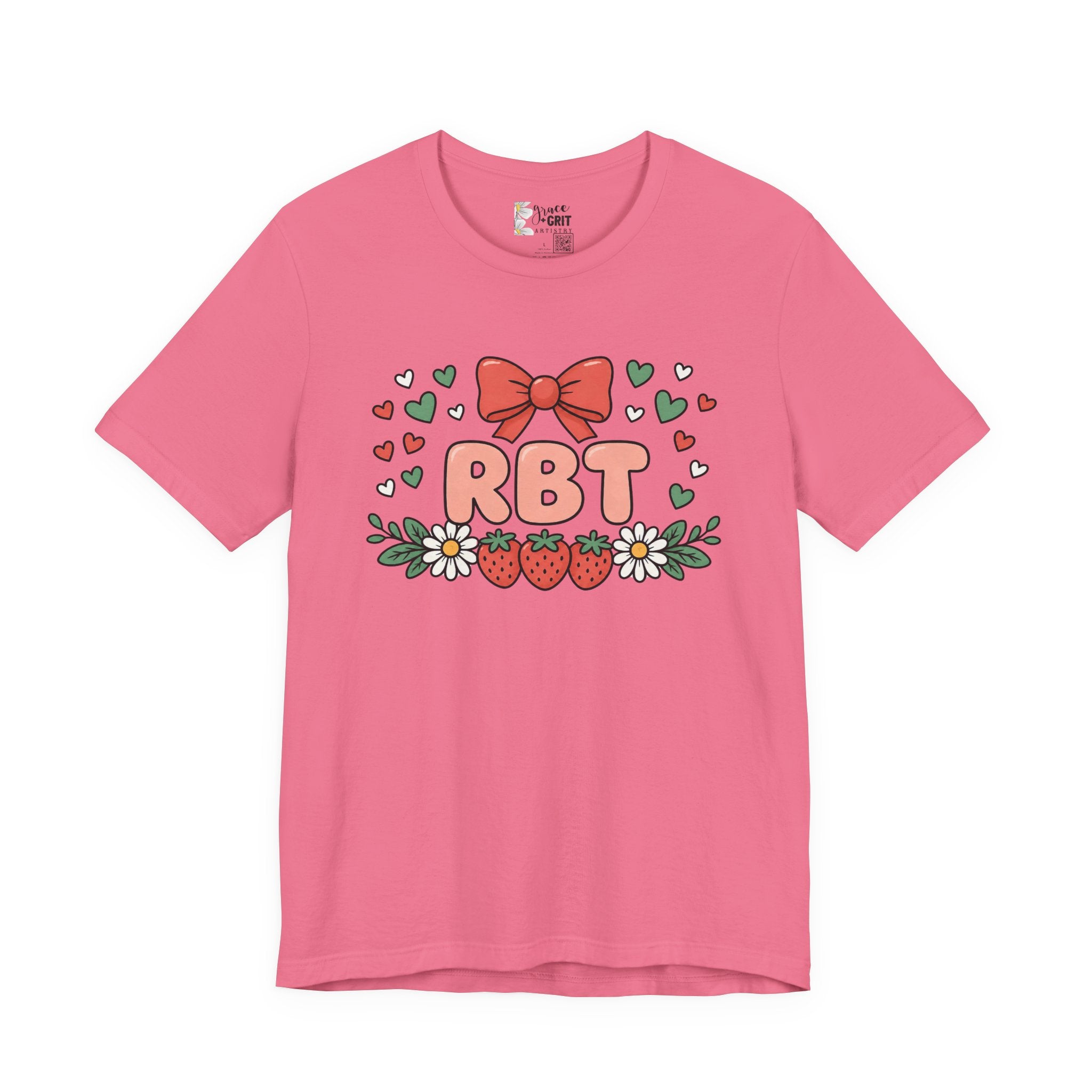 Strawberry Bow RBT Tee — Cute Floral Graphic T-Shirt