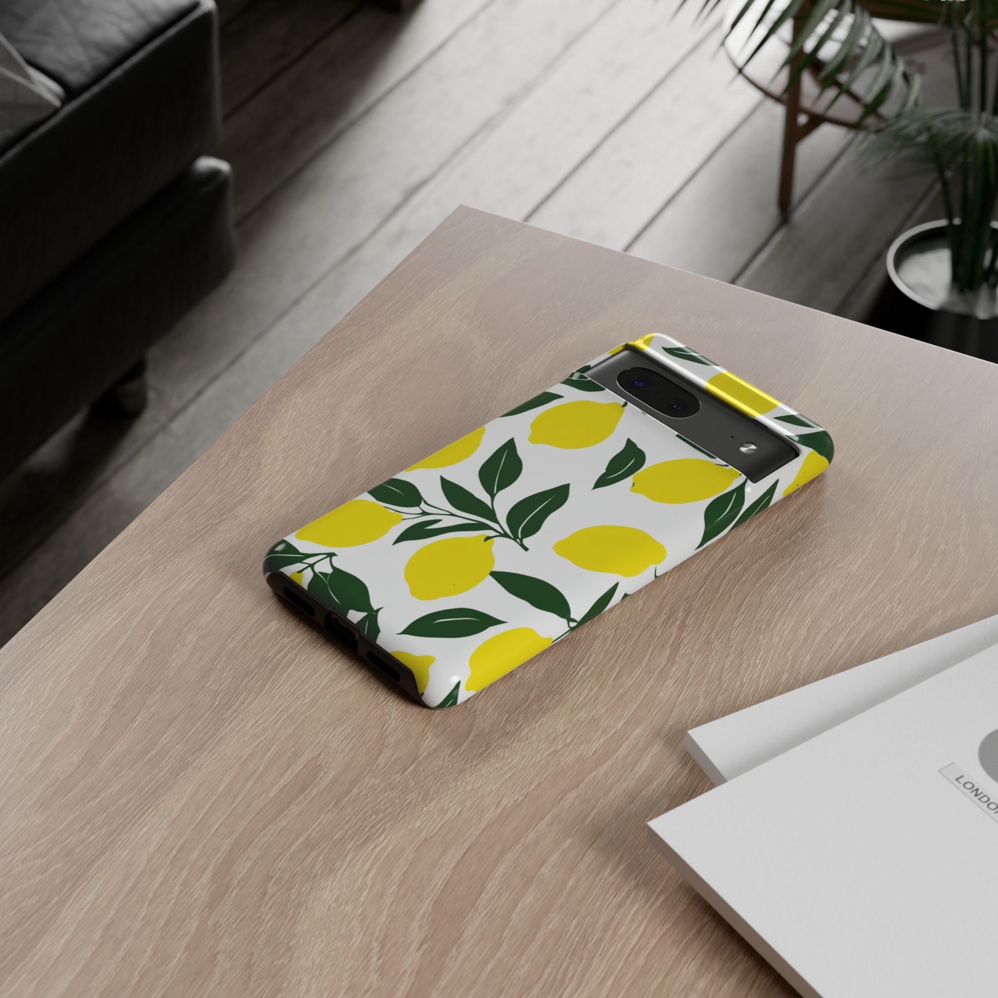 Lemon Pattern Tough Phone Case — Bright Citrus Protective Cover