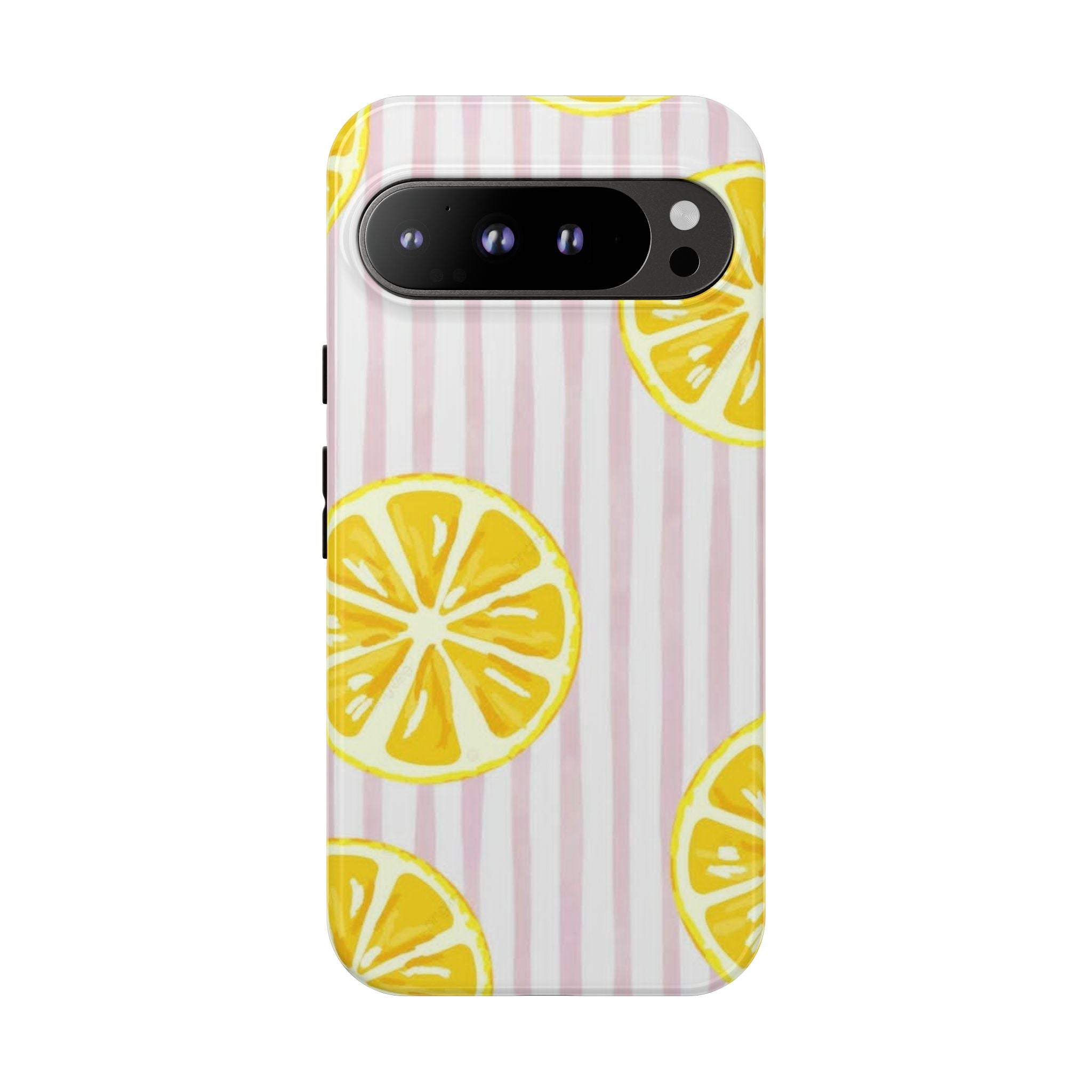 Lemon Slices Tough Case — Cute Pink Stripe Phone Cover