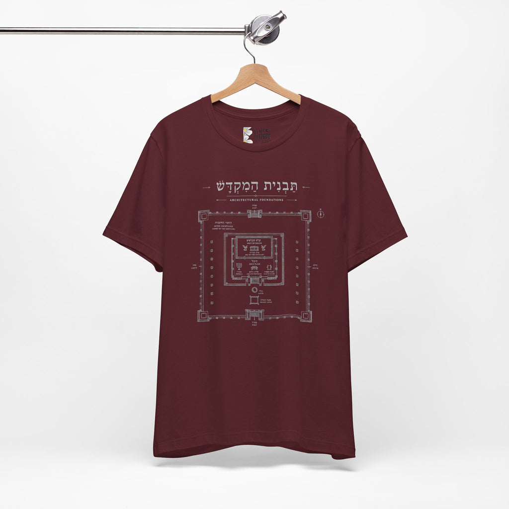 Temple Blueprint T‑Shirt — Ancient Jerusalem Plan Graphic Tee (Hebrew)