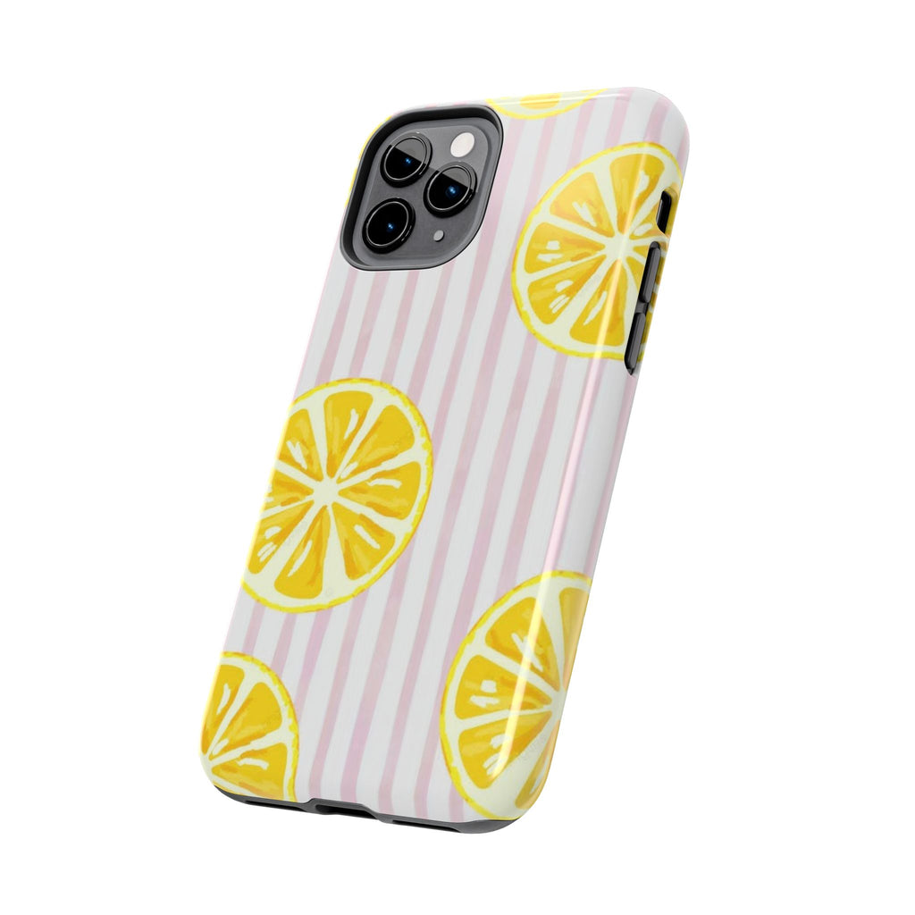 Lemon Slice Tough Phone Case — Pink Stripe Summer Protective Cover
