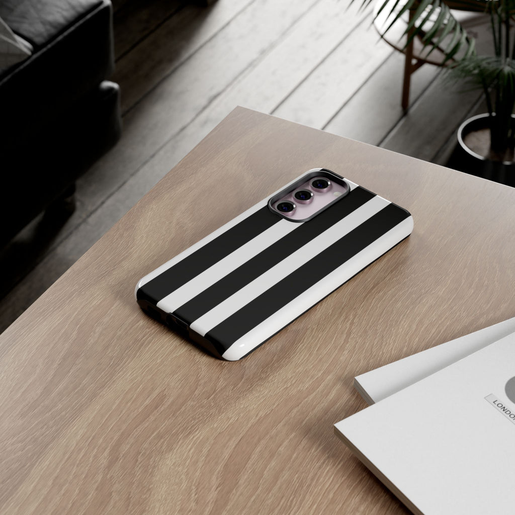 Black & White Vertical Stripe Phone Case — Tough Protective iPhone Cover