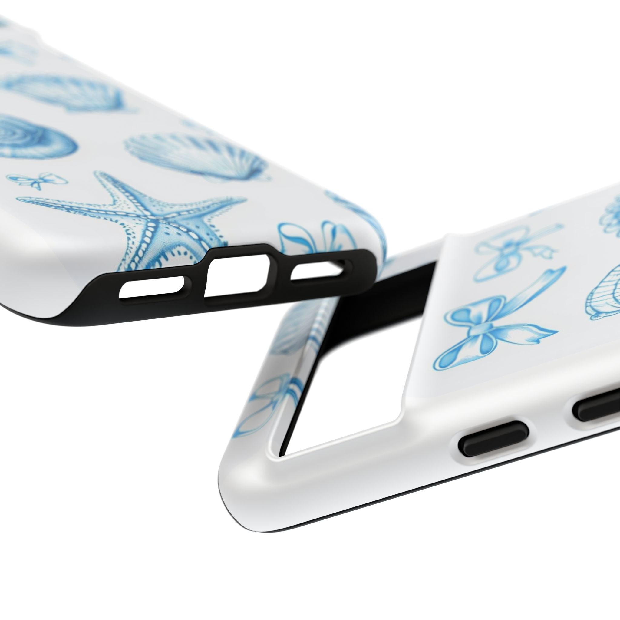 Seaside Shells Phone Case — Blue Nautical Shell & Starfish Pattern
