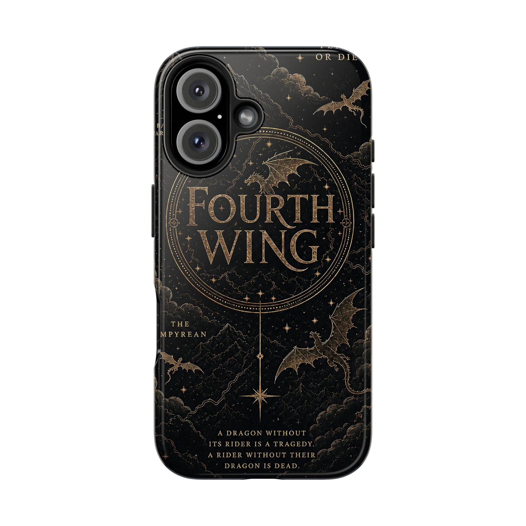 Fourth Wing Tough Phone Case — Dark Fantasy Dragon Design, 'Fly or Die' Quote