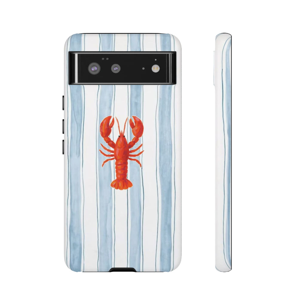 Lobster Stripe Phone Case — Nautical Blue & White Protective Cover