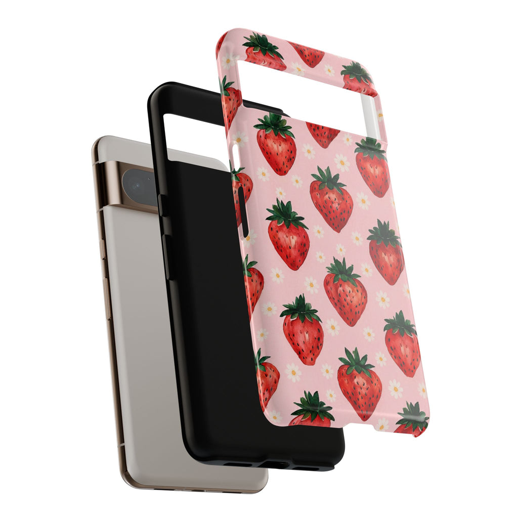 Strawberry Pattern Tough Case — Cute Pink Fruit Phone Case