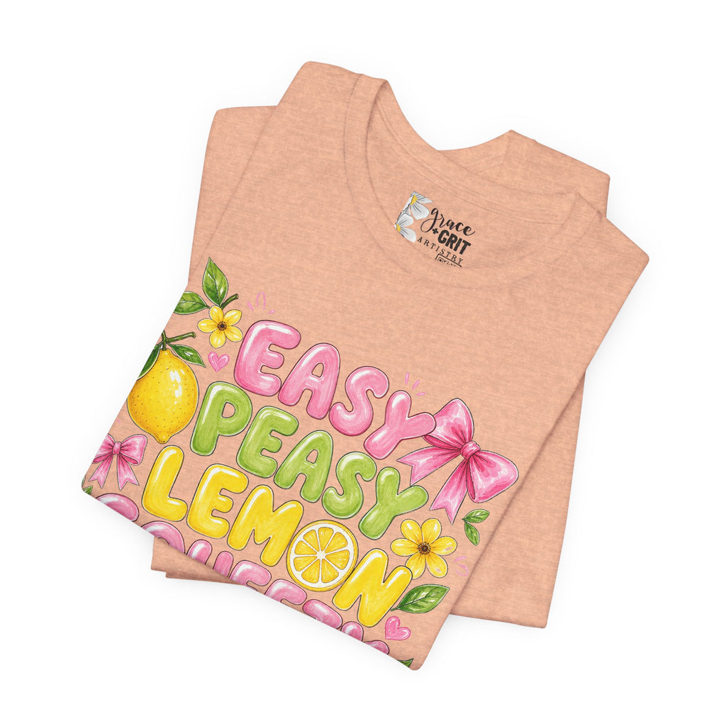 Easy Peasy Lemon Squeezy T-Shirt — Cute Citrus Floral Graphic Tee