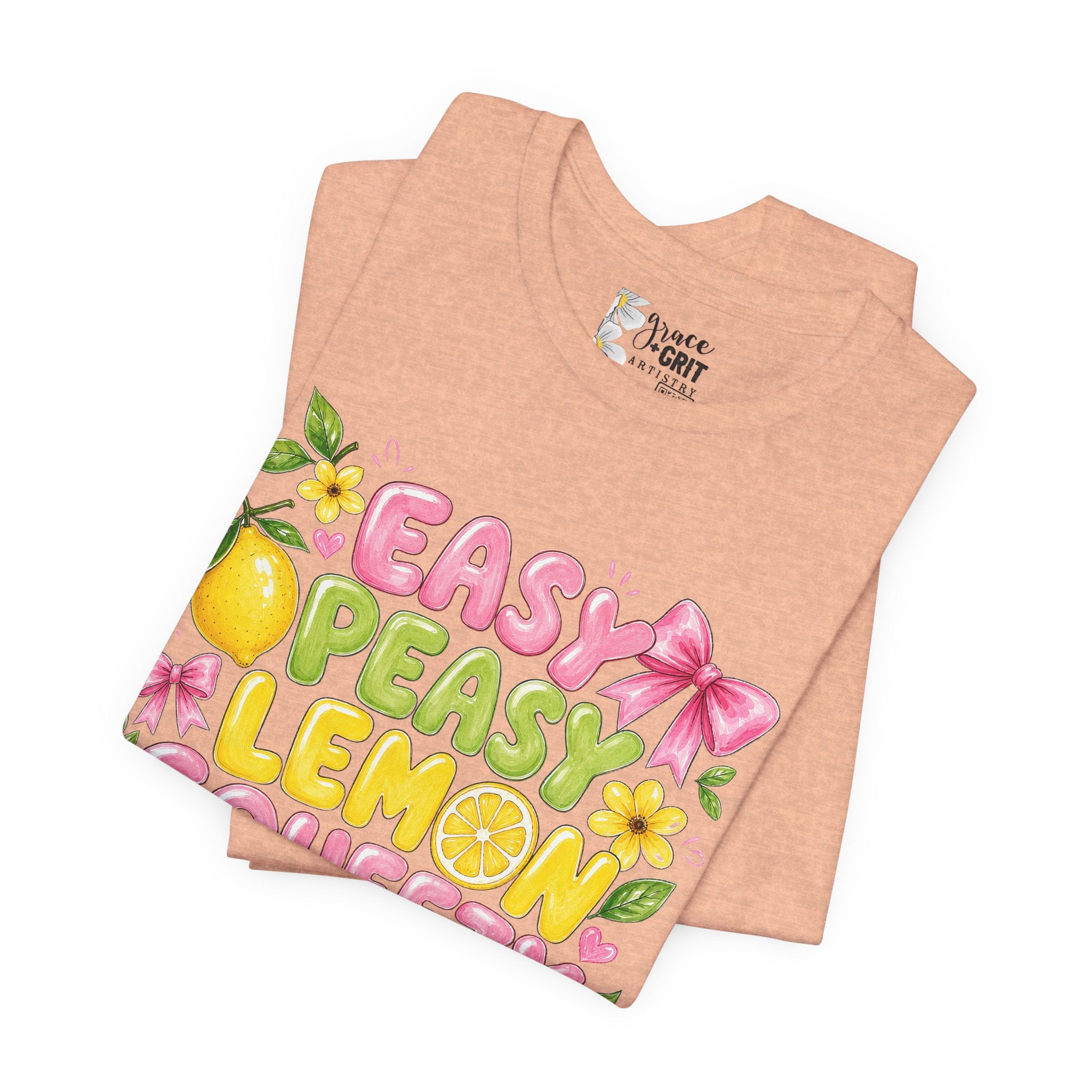 Easy Peasy Lemon Squeezy T-Shirt — Cute Citrus Floral Graphic Tee