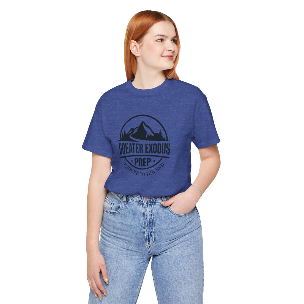 Greater Exodus Prep T-Shirt — Mountain Logo “Endure to the End” Adventure Tee